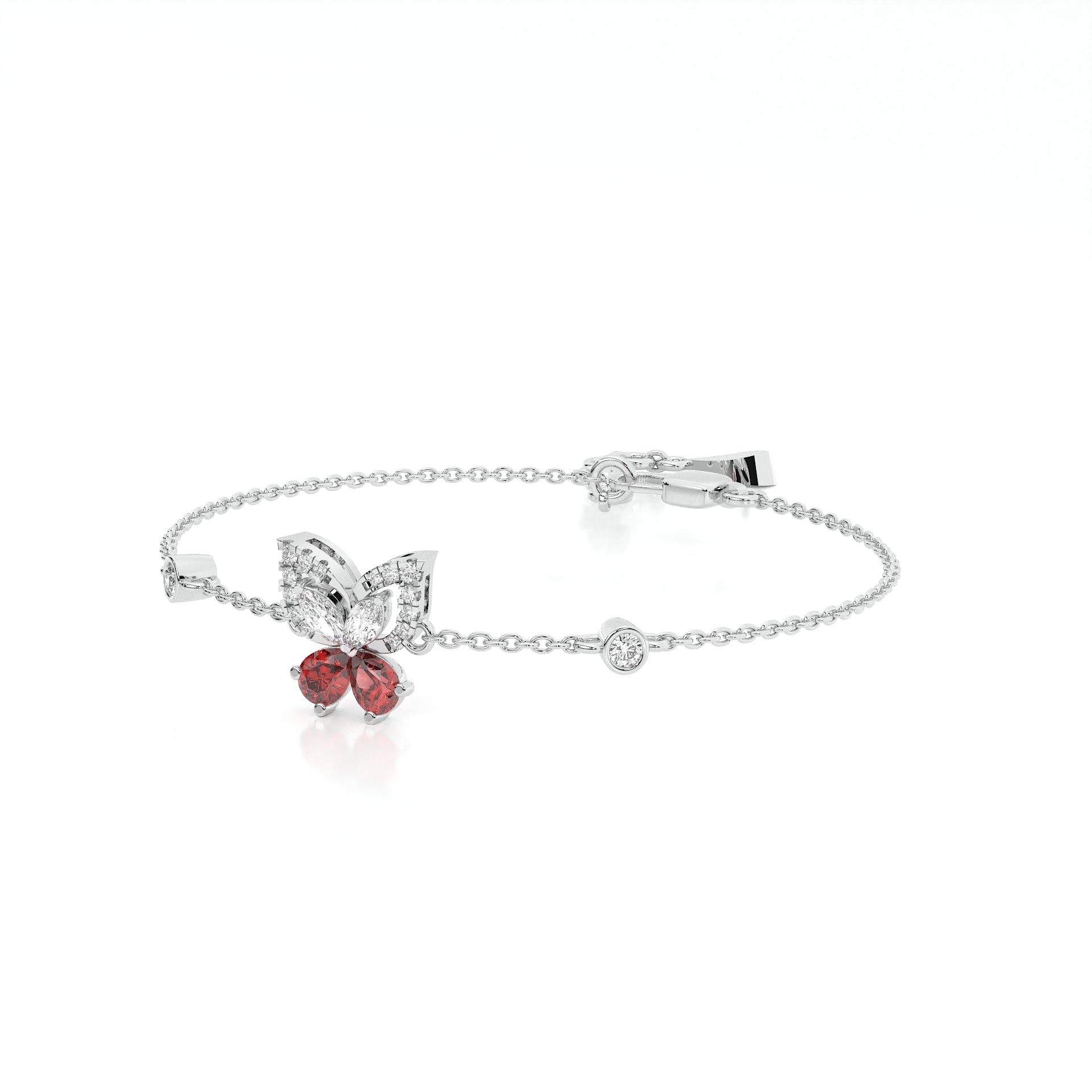 925 sterling silver butterfly bracelets with red stone for women India