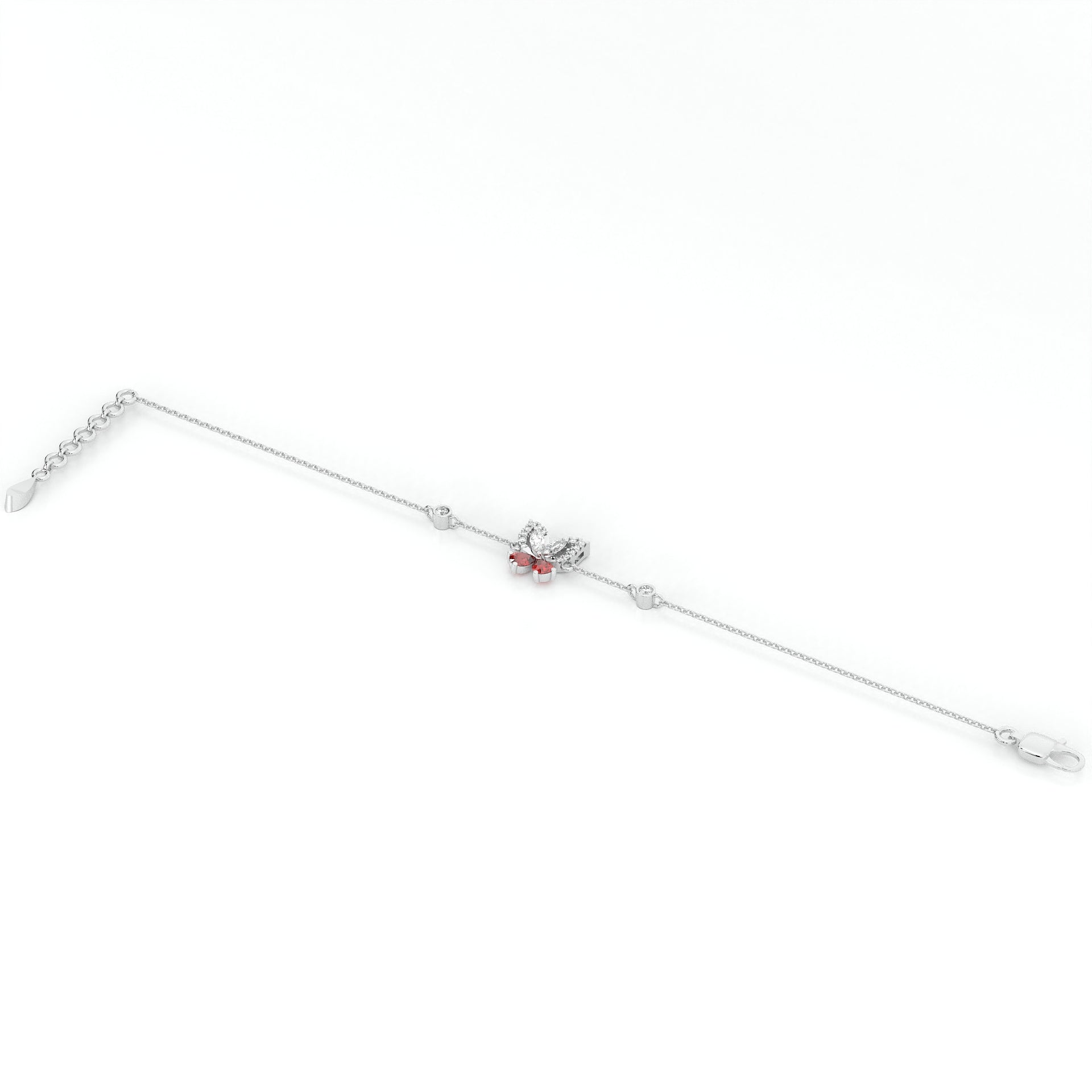 925 sterling silver butterfly bracelets with red stone for women India