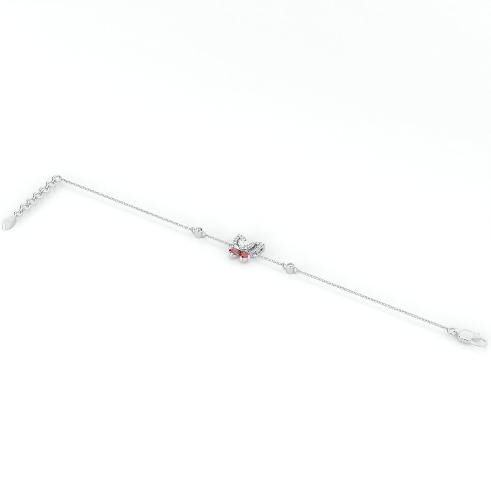925 sterling silver butterfly bracelets with red stone for women India