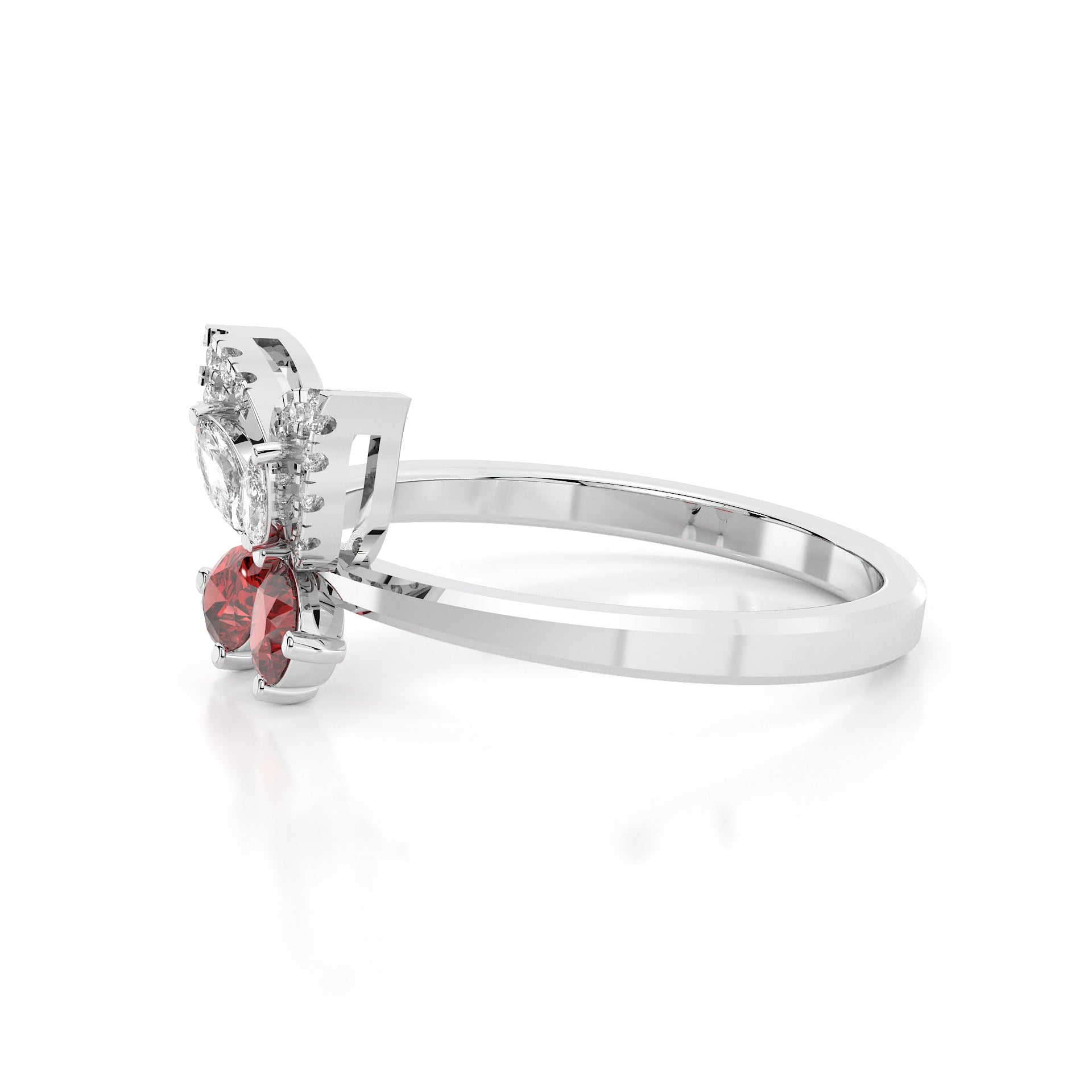 925 sterling silver Butterfly Rings with Red Stone for women India