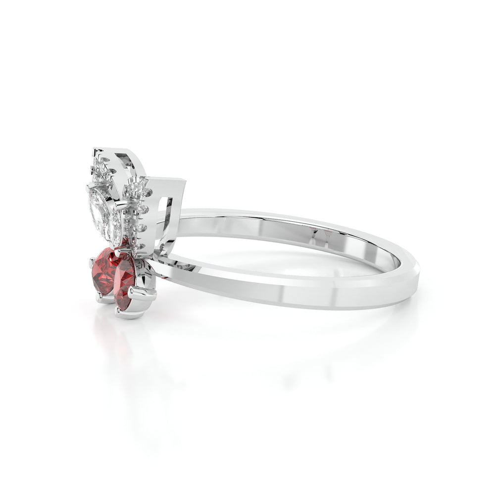 925 sterling silver Butterfly Rings with Red Stone for women India