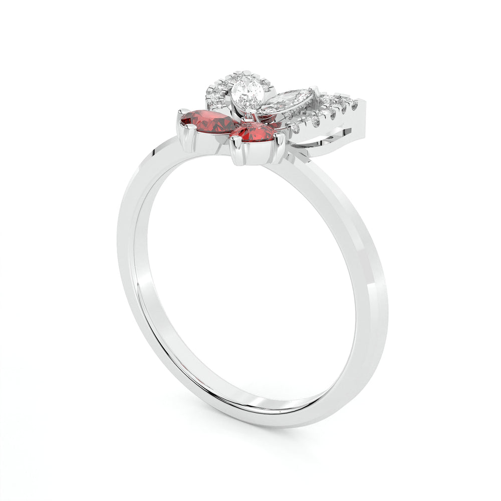 925 sterling silver Butterfly Rings with Red Stone for women India