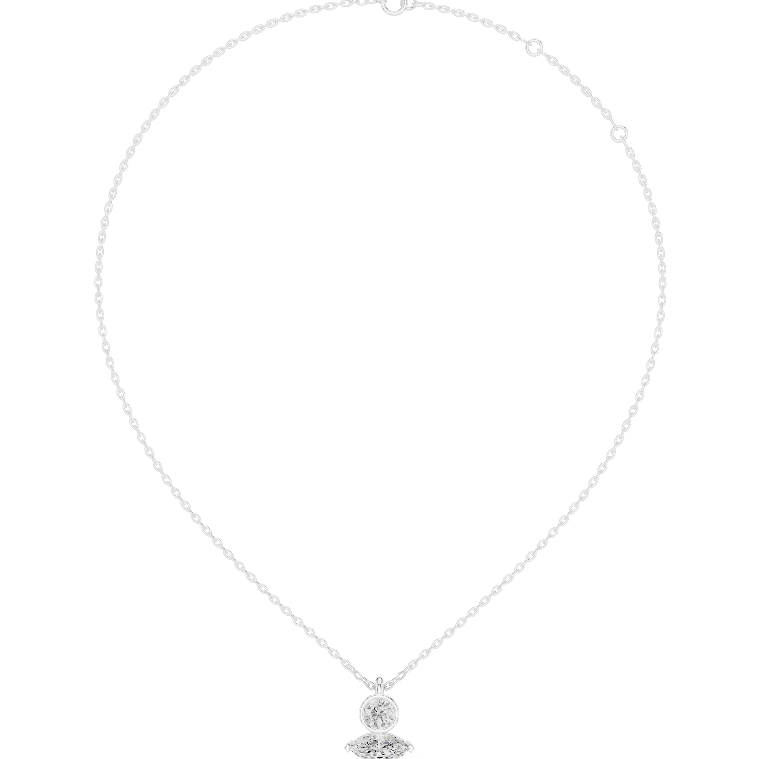 Round and marquise duo diamond pendant necklace
