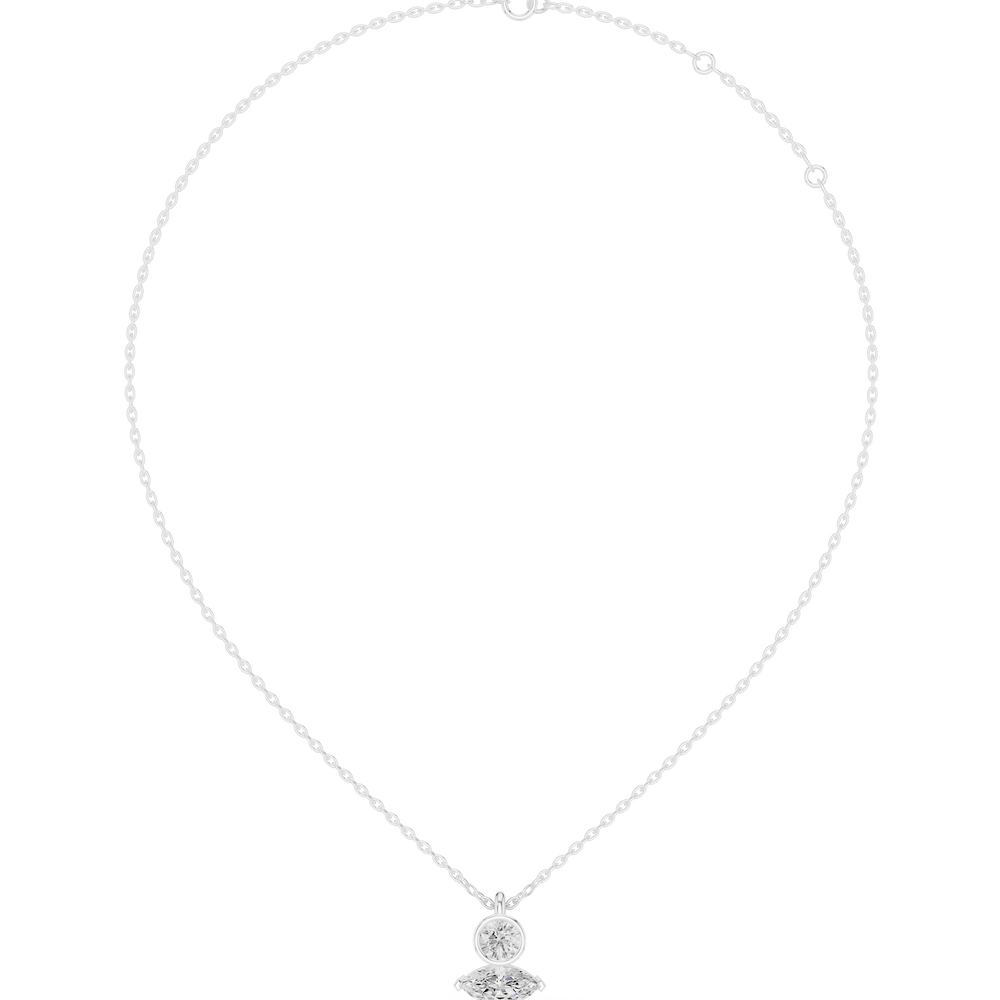 Round and marquise duo diamond pendant necklace