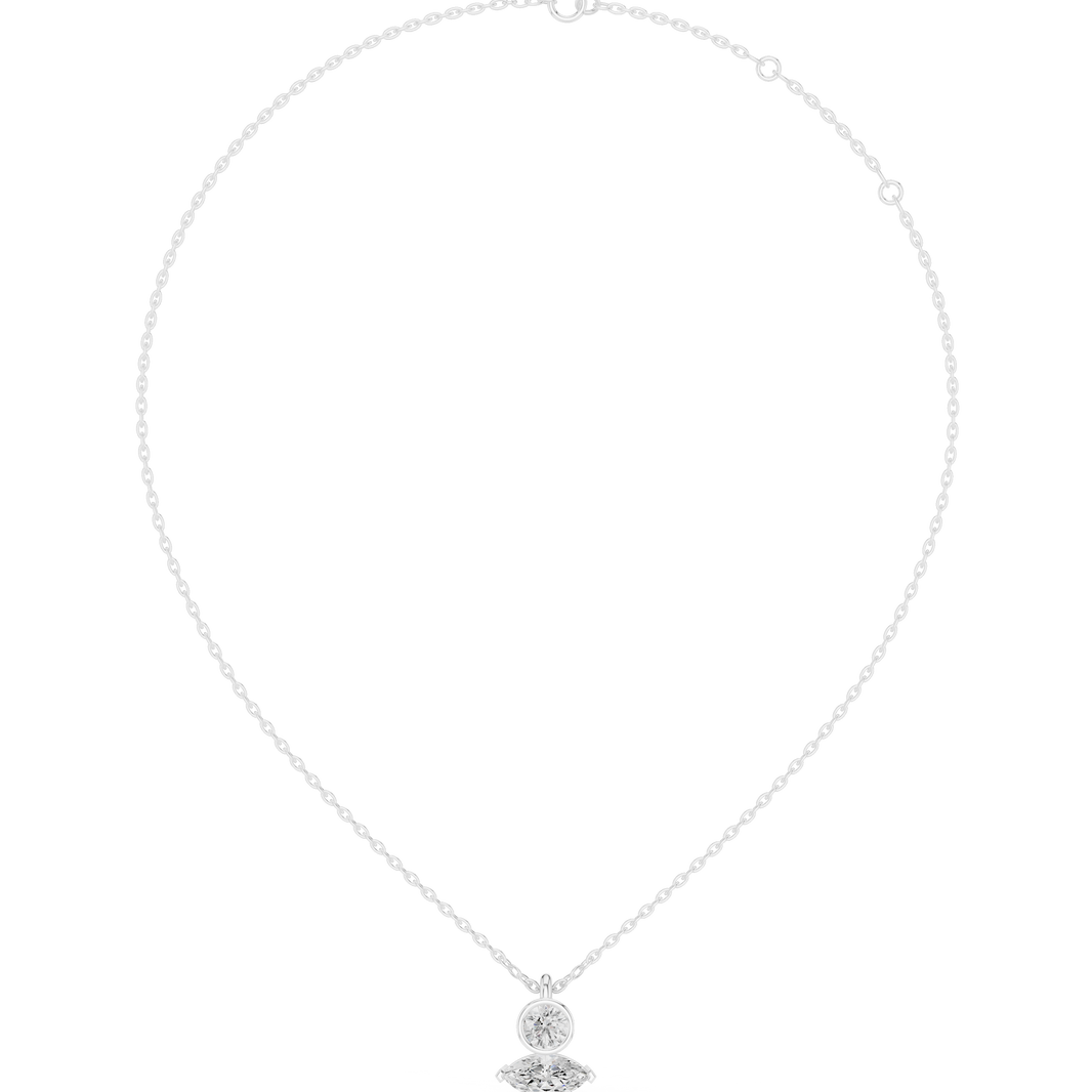 Round and marquise duo diamond pendant necklace