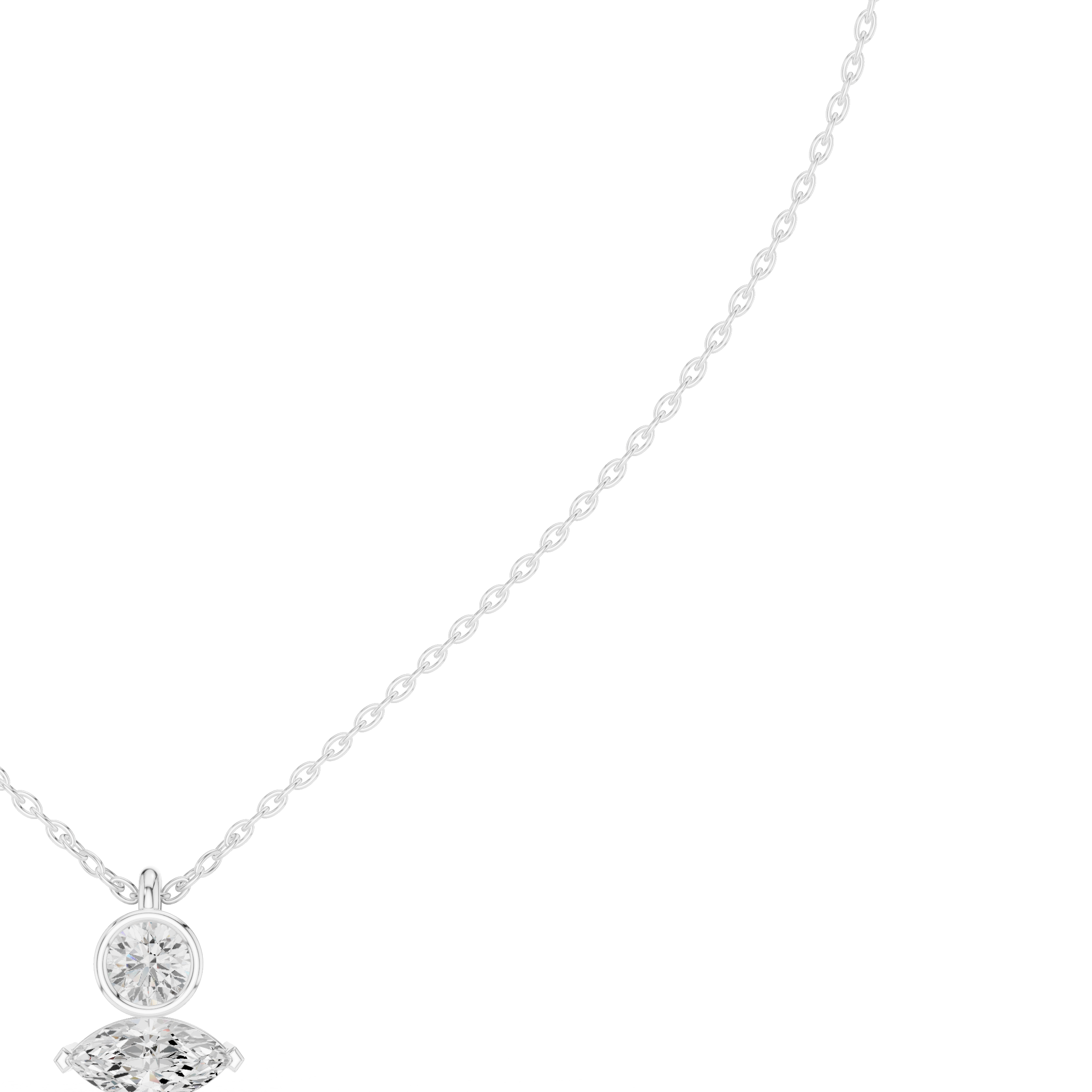 Round and marquise duo diamond pendant necklace