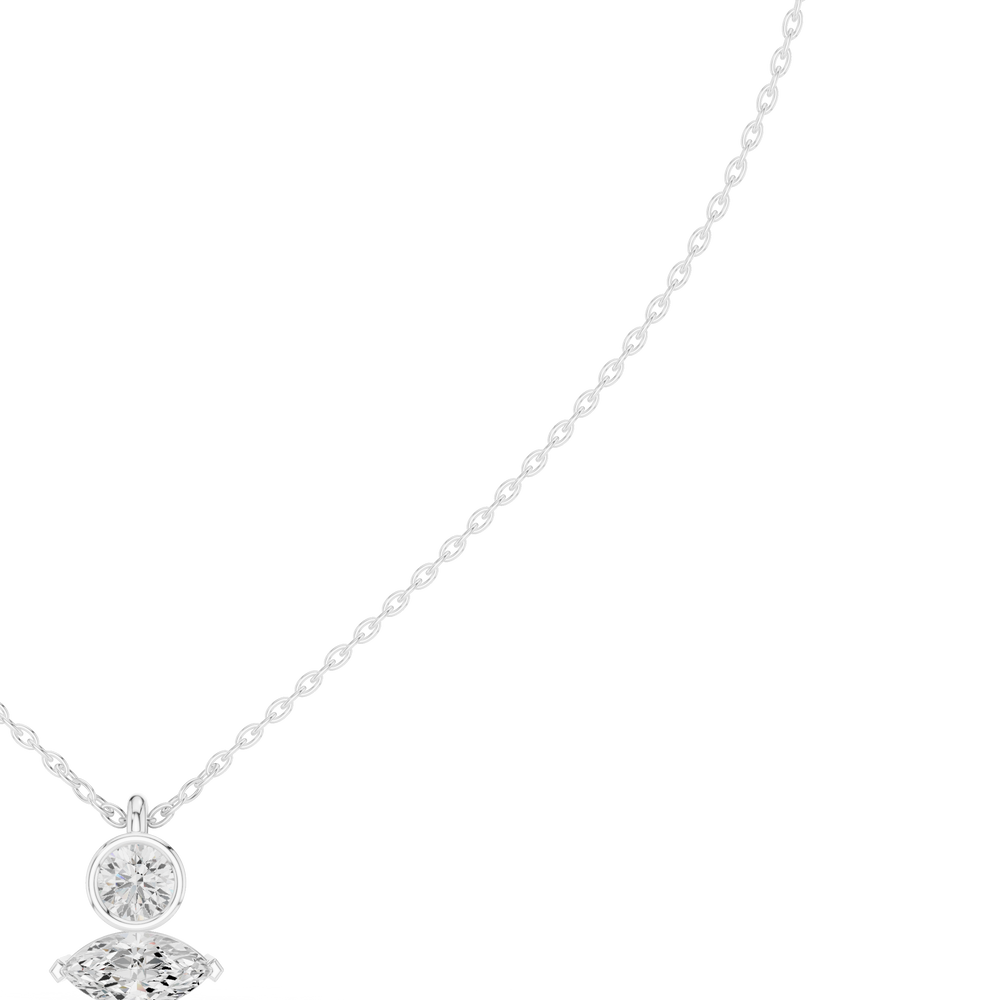 Round and marquise duo diamond pendant necklace