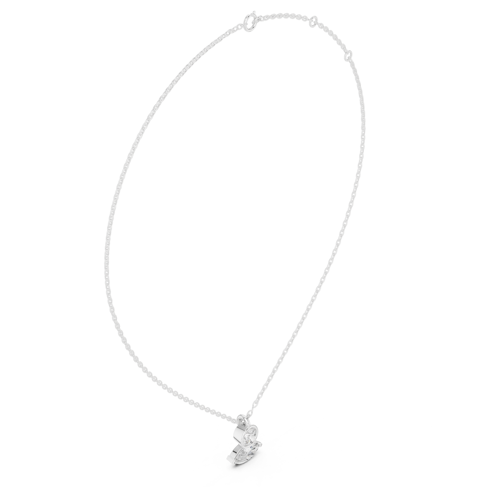 Round and marquise duo diamond pendant necklace