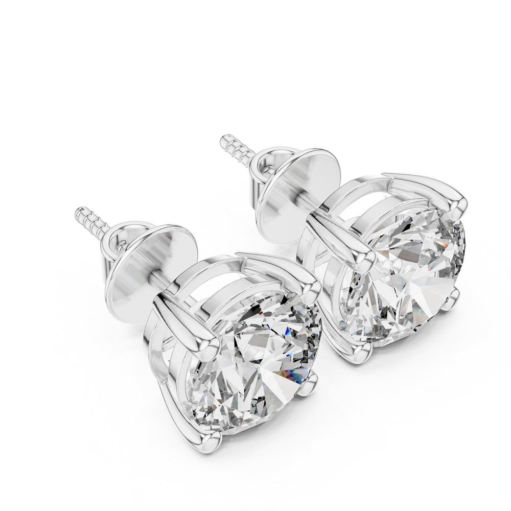 Round brilliant solitaire stud earrings with a four-claw setting