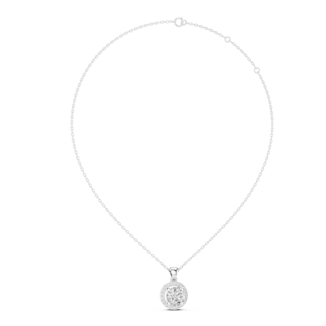 Round Halo Solitaire Diamond Pendant