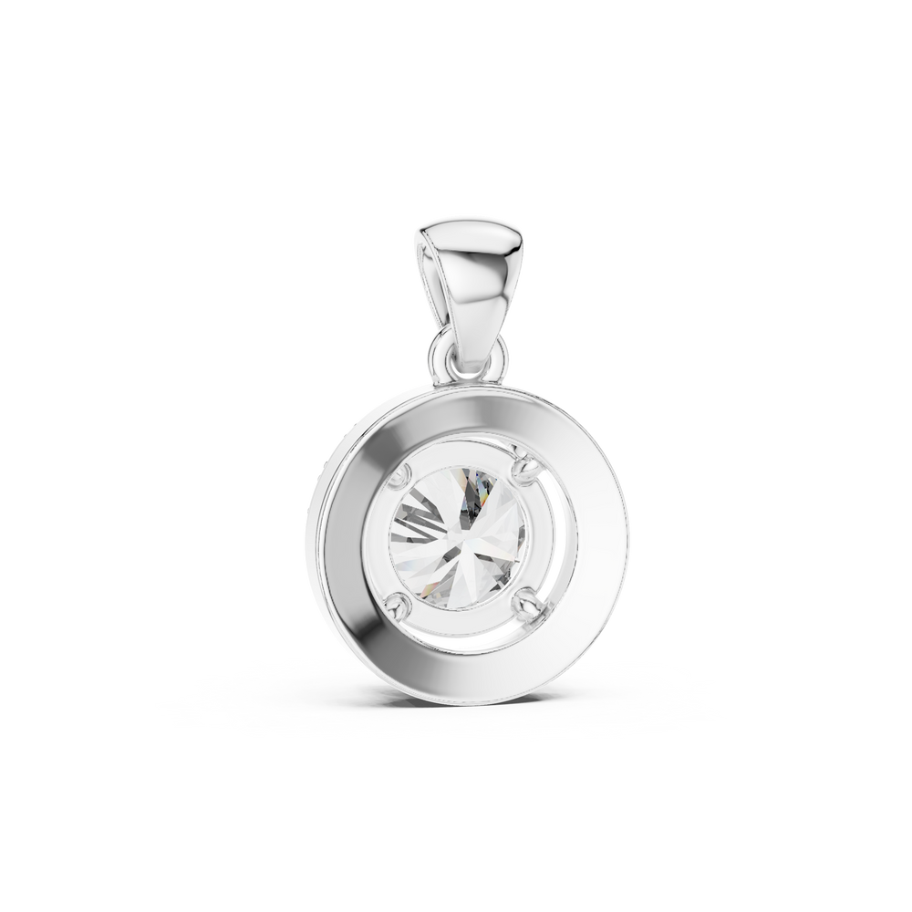Round Halo Solitaire Diamond Pendant
