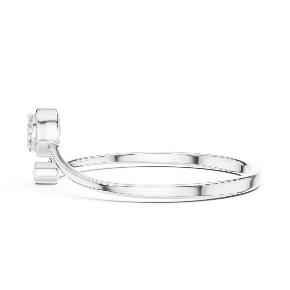 Round pave diamond ring with bezel set solitaire accent