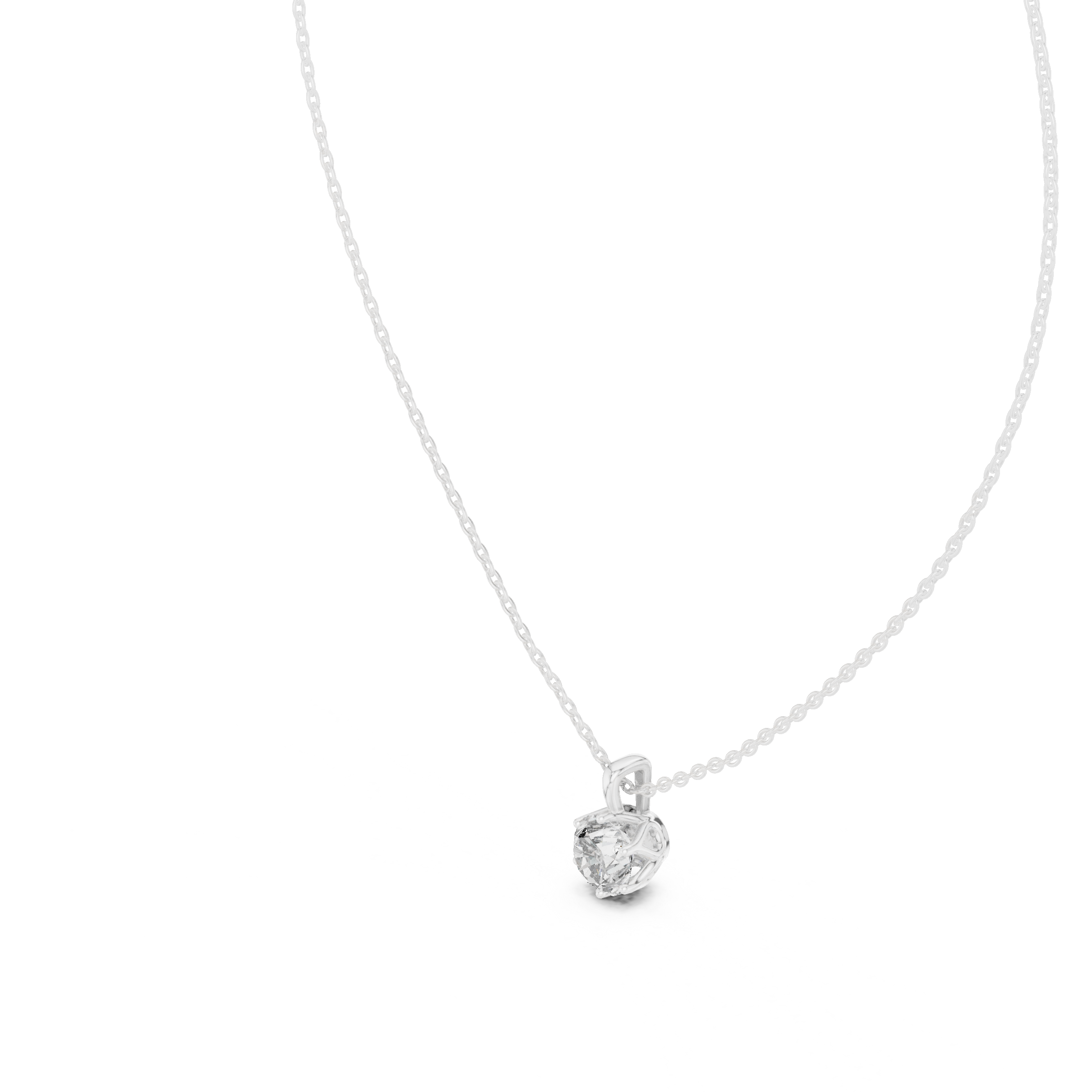 Round brilliant solitaire diamond pendant necklace with filigree basket setting