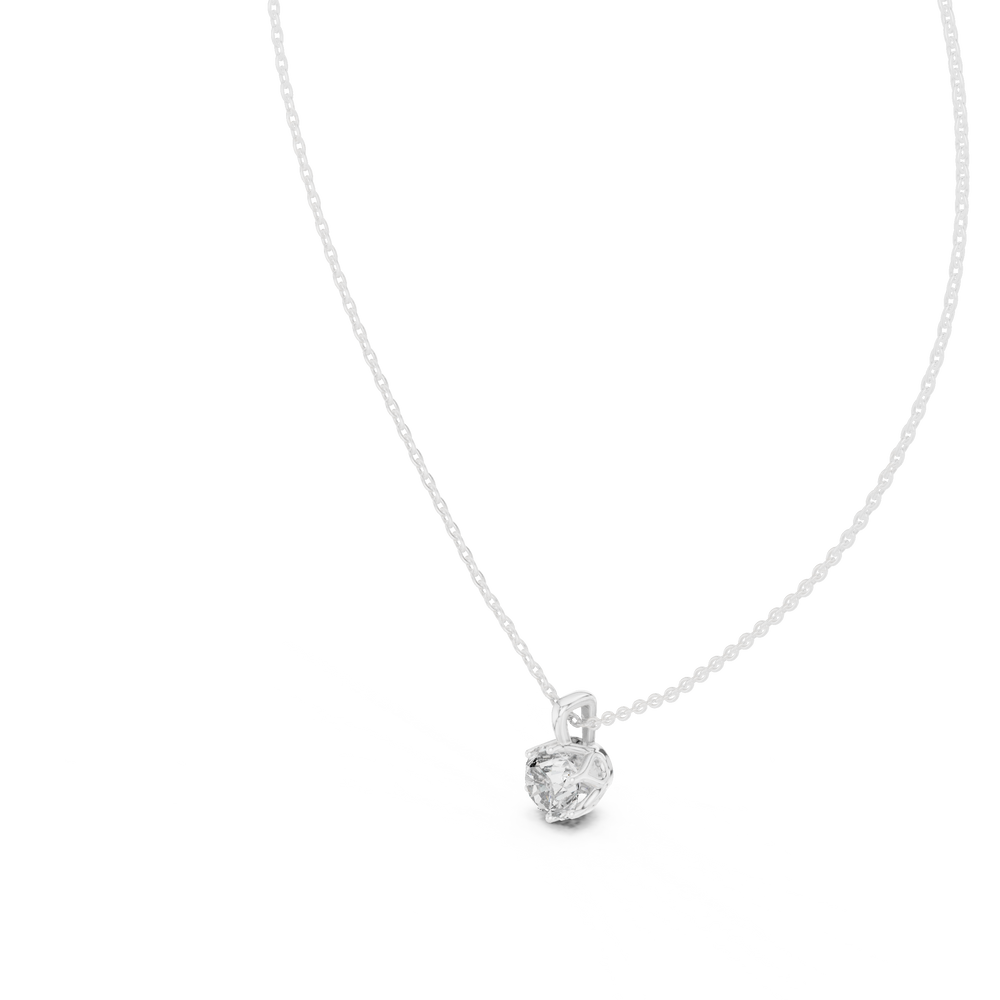 Round brilliant solitaire diamond pendant necklace with filigree basket setting