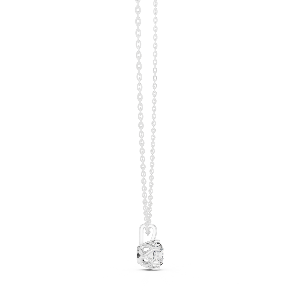 Round brilliant solitaire diamond pendant necklace with filigree basket setting