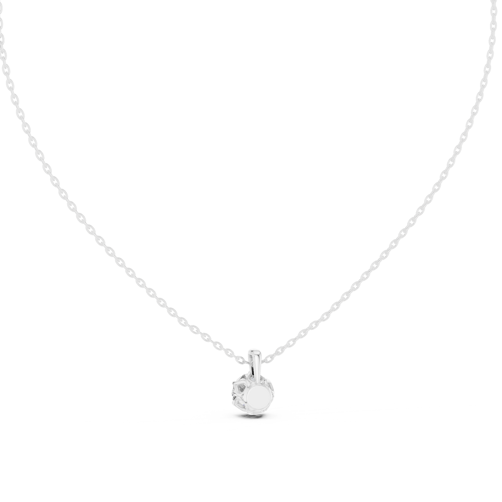 Round brilliant solitaire diamond pendant necklace with filigree basket setting