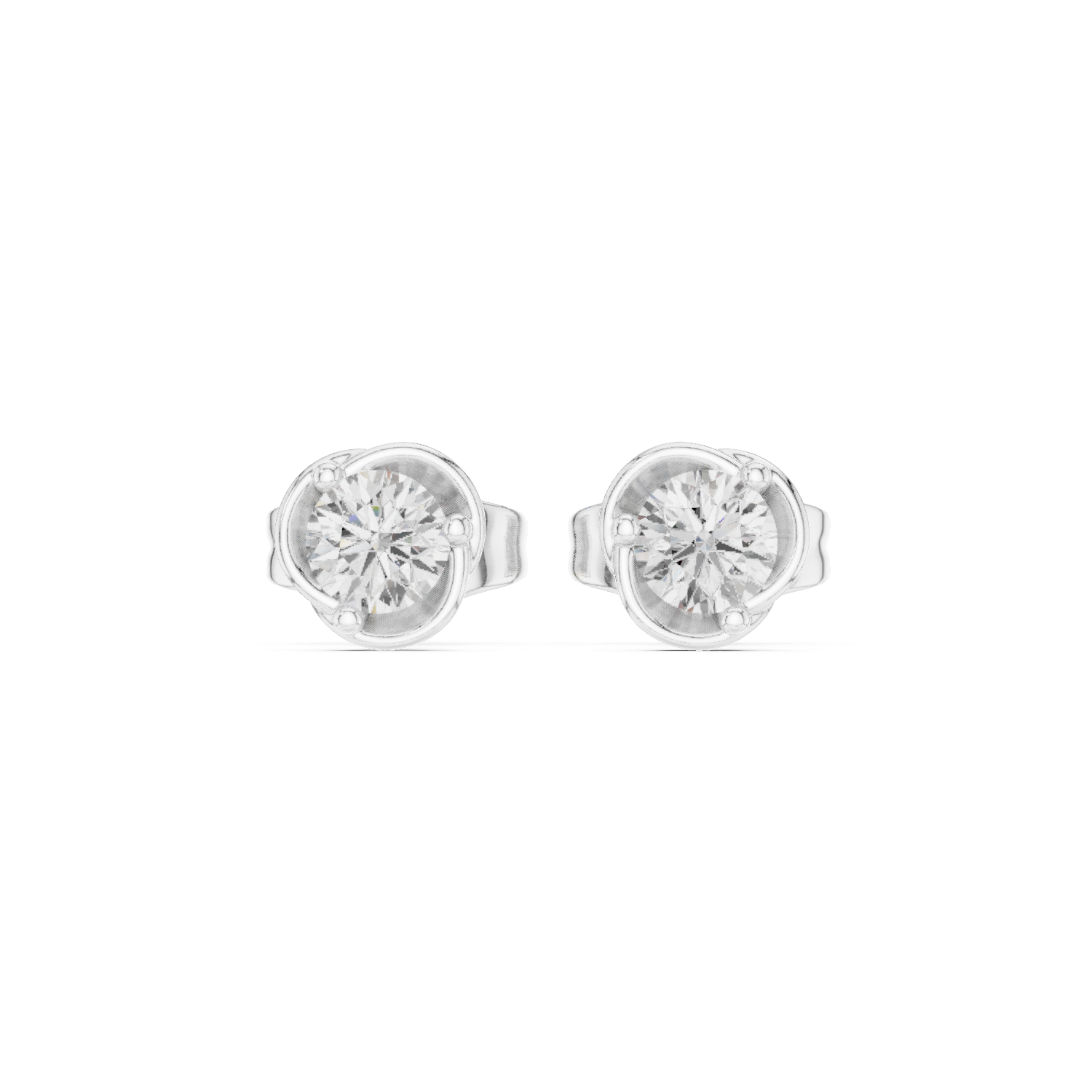 Elegant round solitaire stud earrings with classic bezel setting