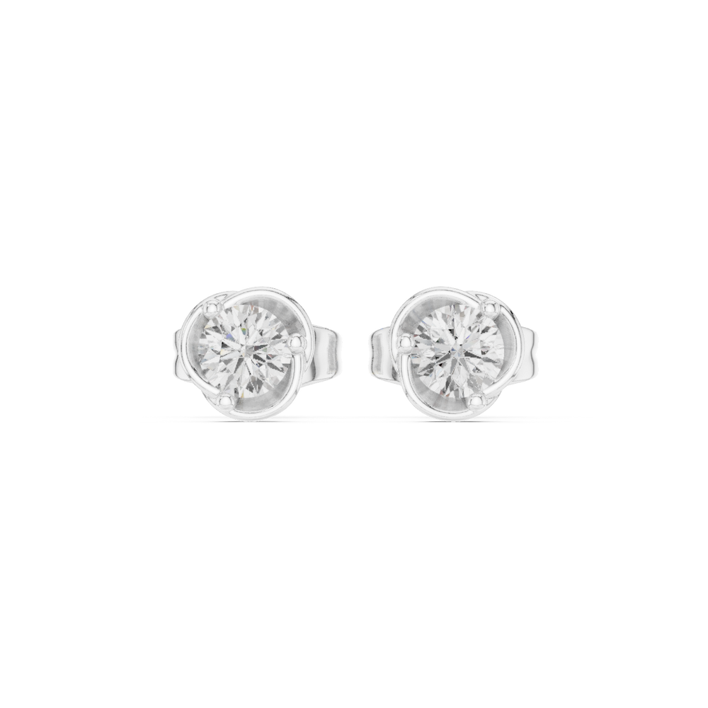 Elegant round solitaire stud earrings with classic bezel setting