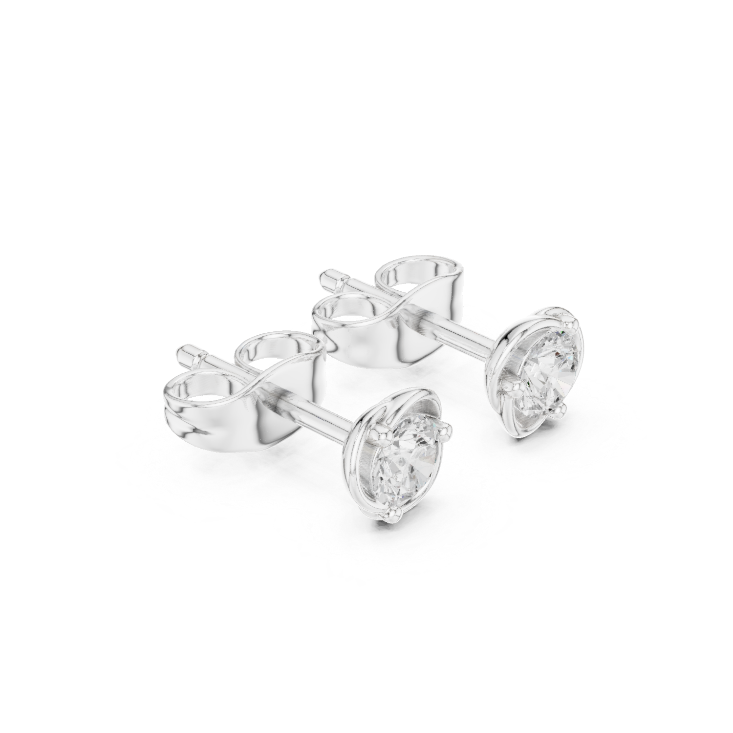 Elegant round solitaire stud earrings with classic bezel setting
