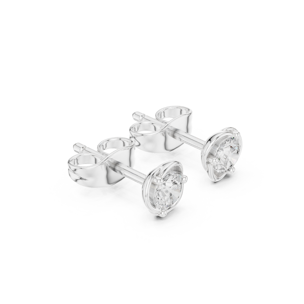 Elegant round solitaire stud earrings with classic bezel setting