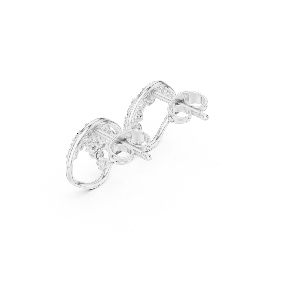 Scatter cluster diamond stud earrings with round cushion frame