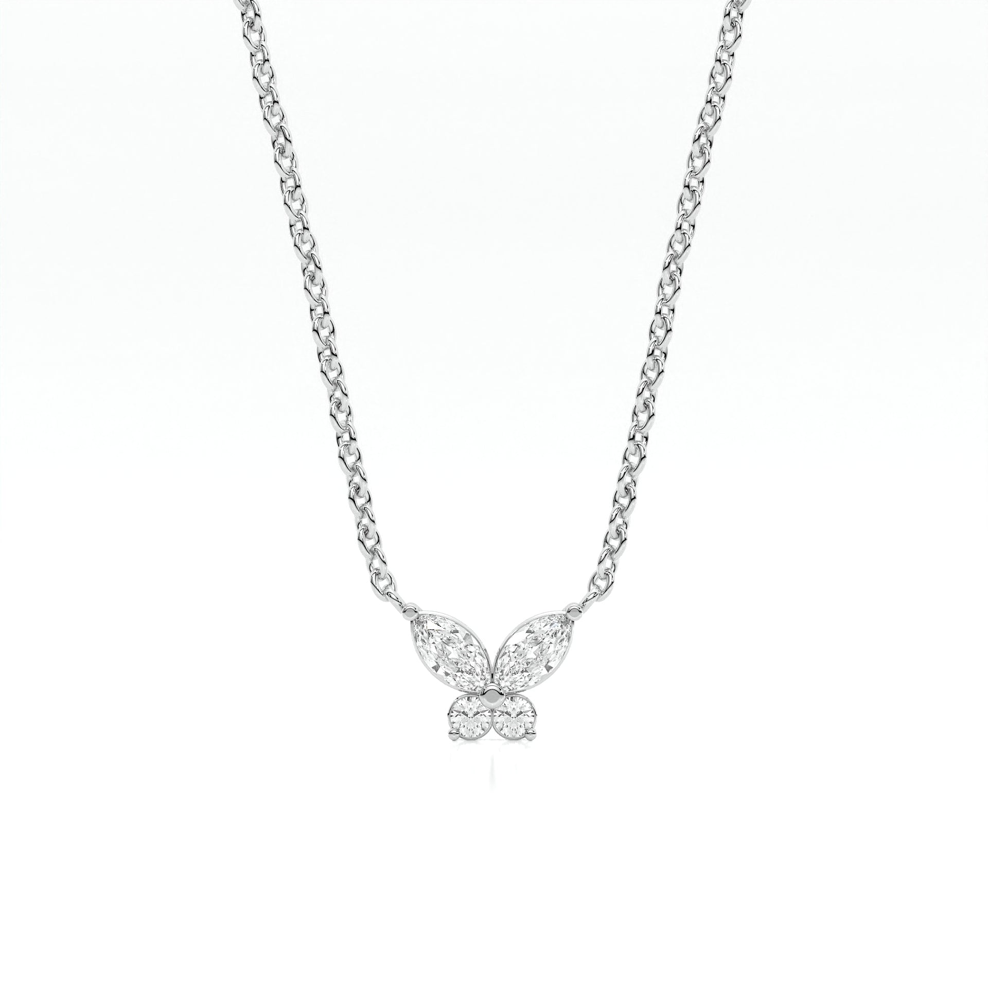 925 sterling Butterfly Diamond Necklaces