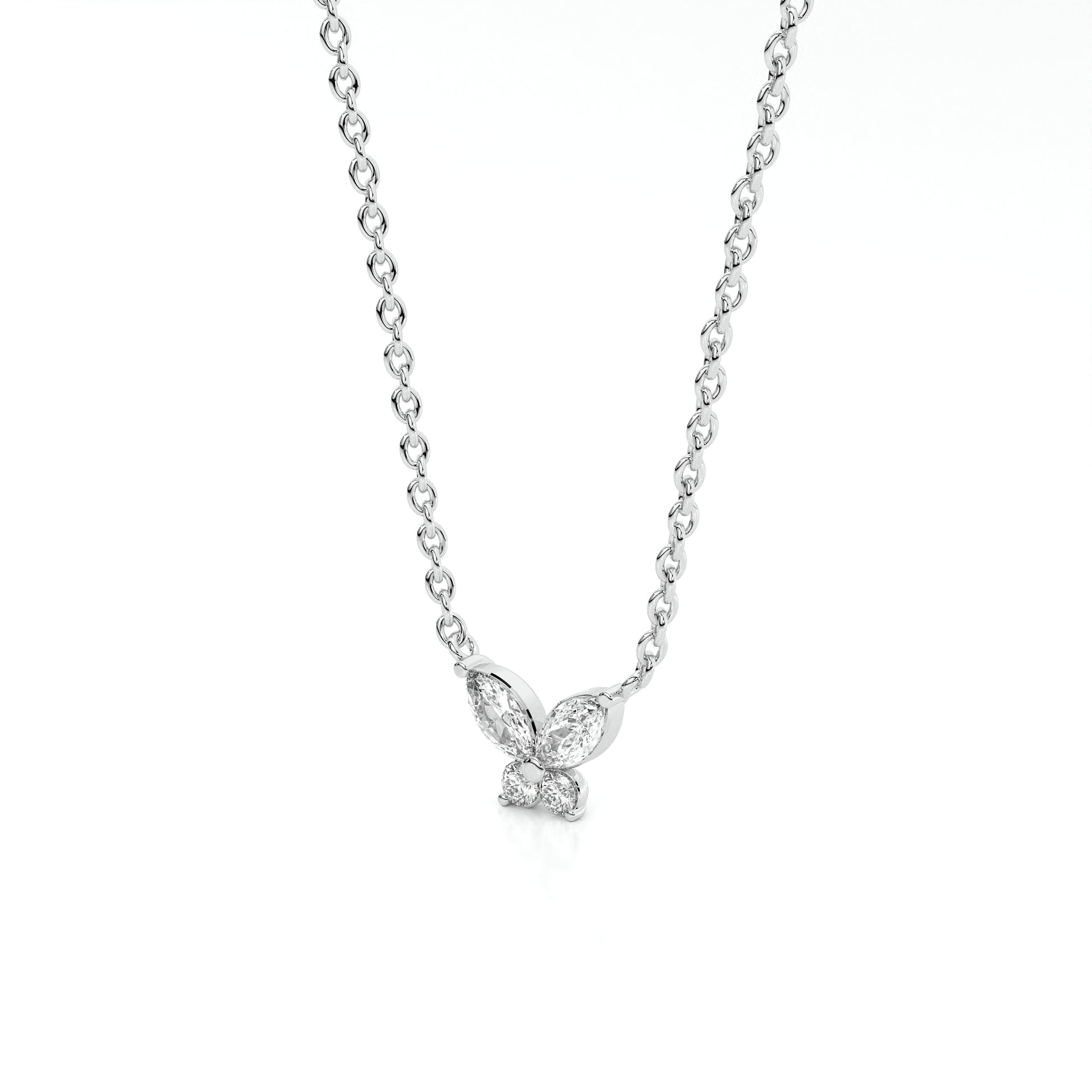 925 sterling Butterfly Diamond Necklaces