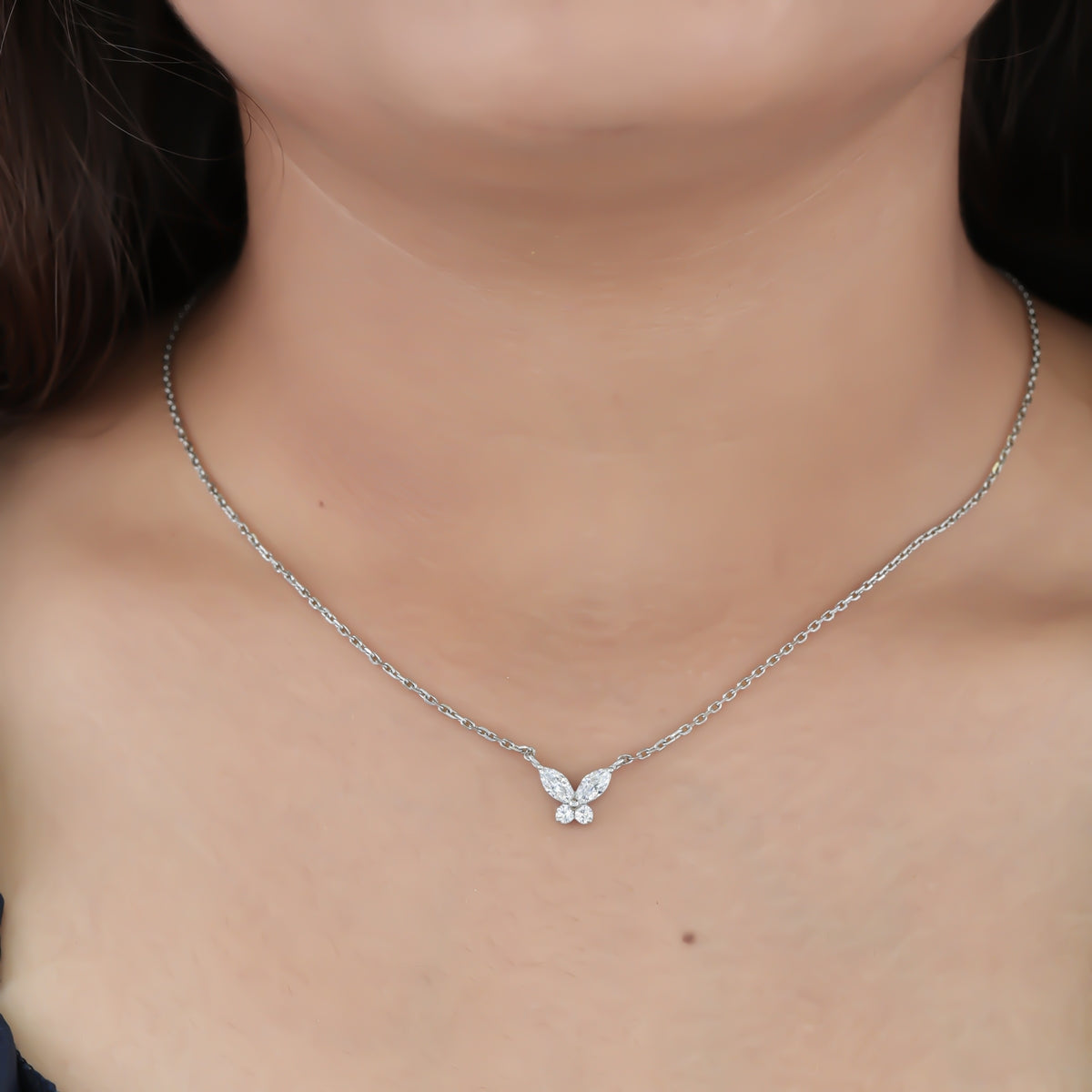 925 sterling Butterfly Diamond Necklace
