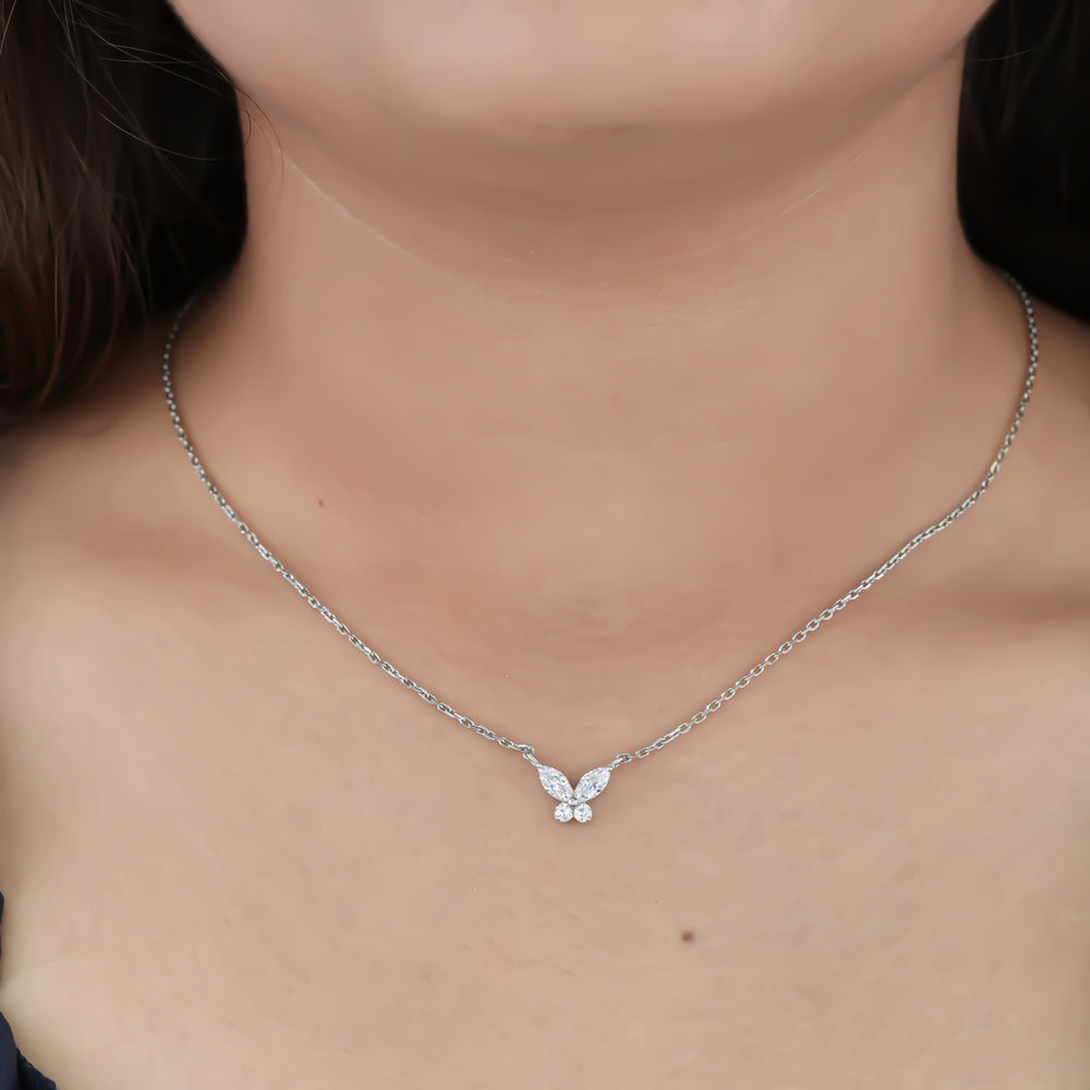 925 sterling Butterfly Diamond Necklace