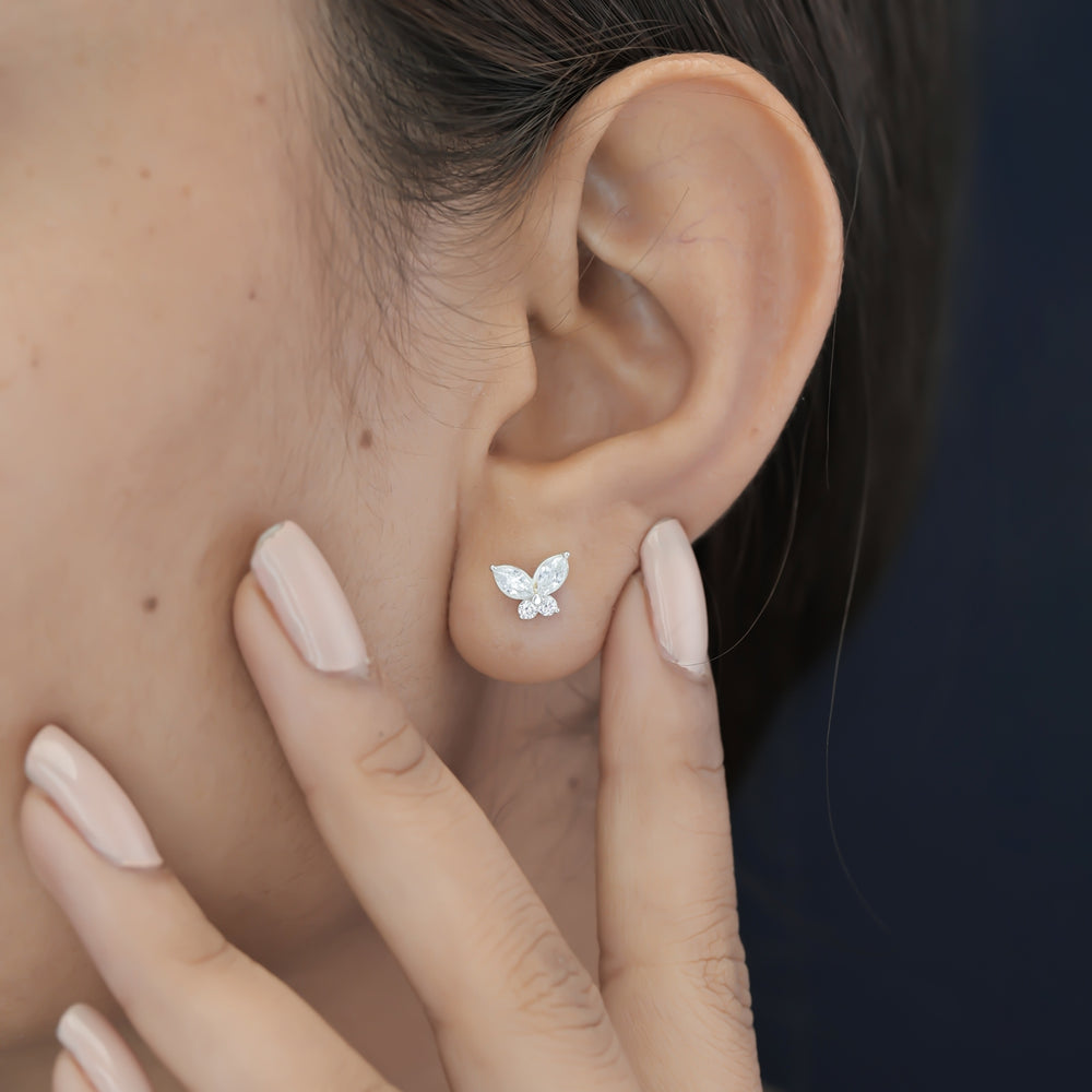 925 sterling Butterfly Diamond Earrings