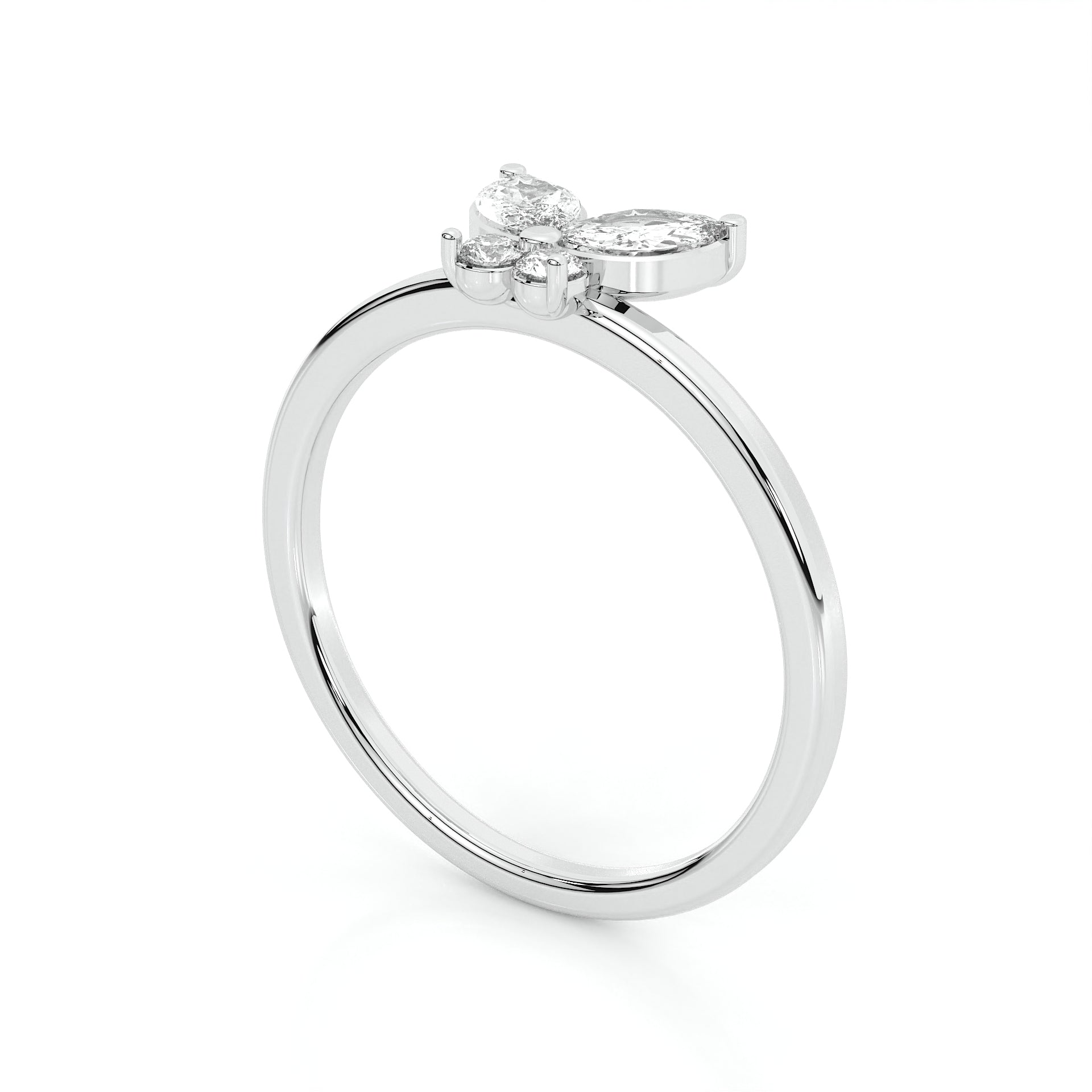 925 sterling Butterfly Diamond Rings