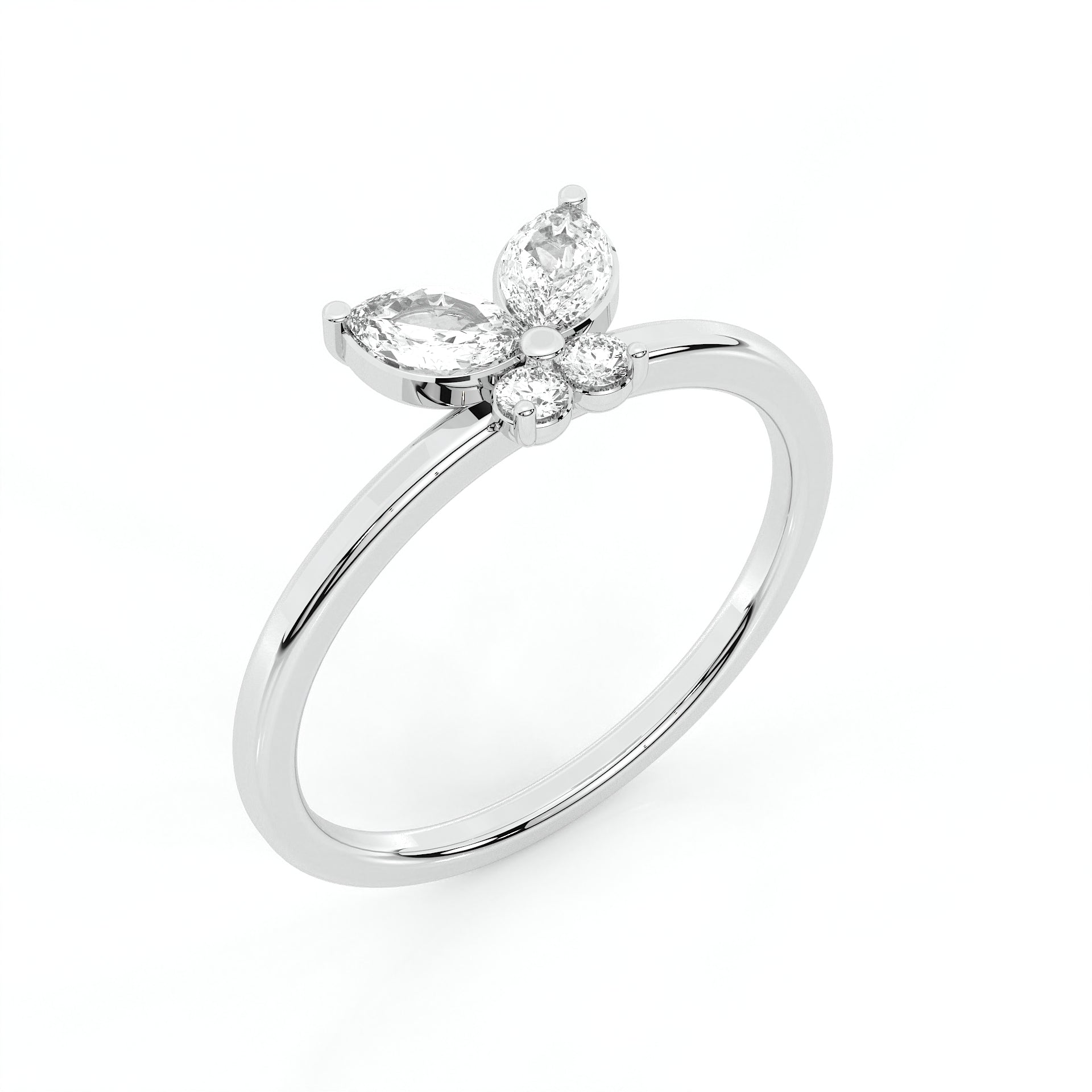 925 sterling Butterfly Diamond Rings