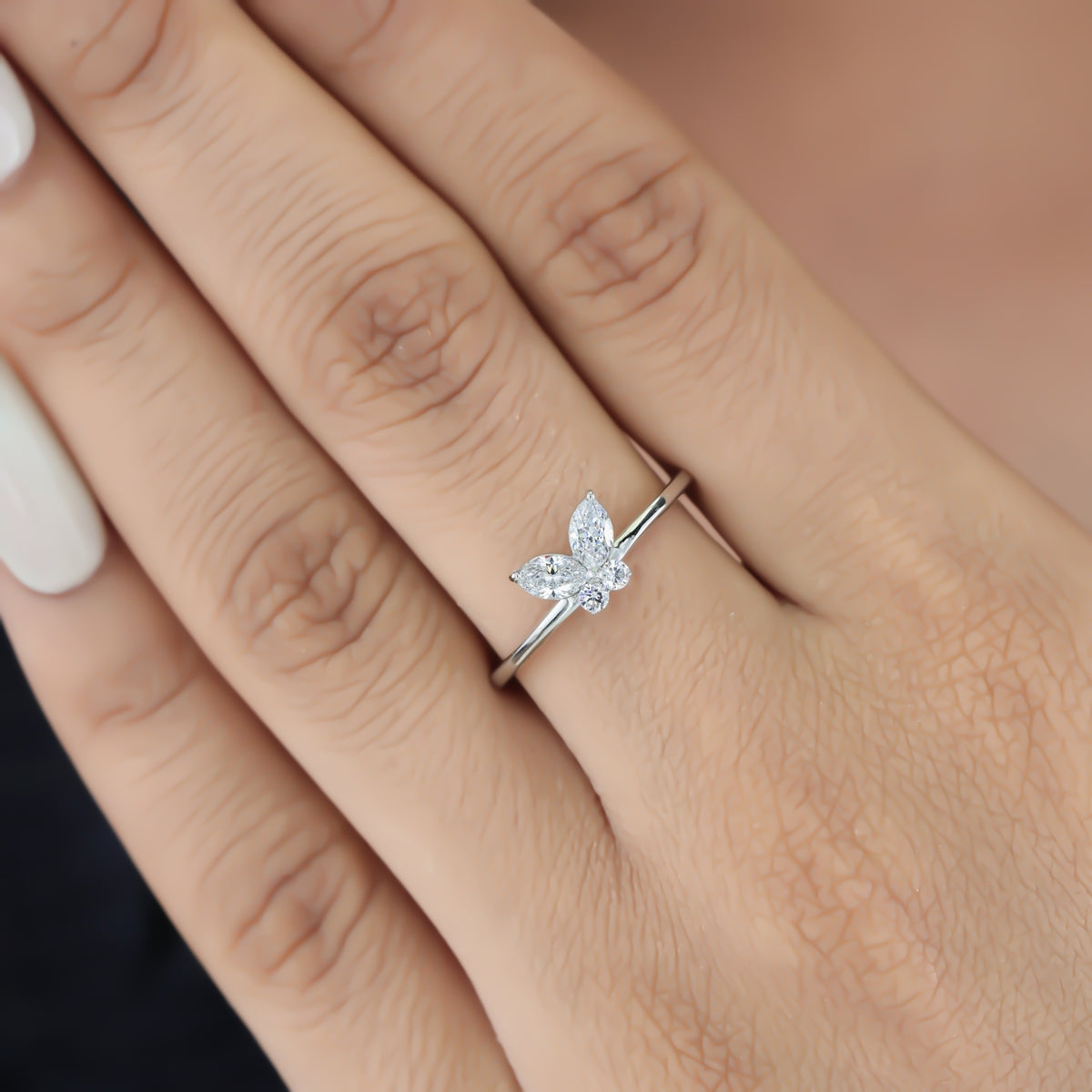 925 sterling Butterfly Diamond Ring