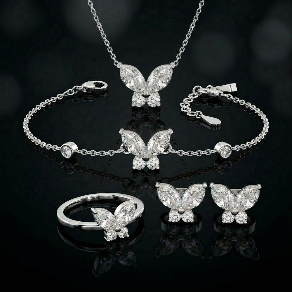 925 sterling Butterfly Diamond set