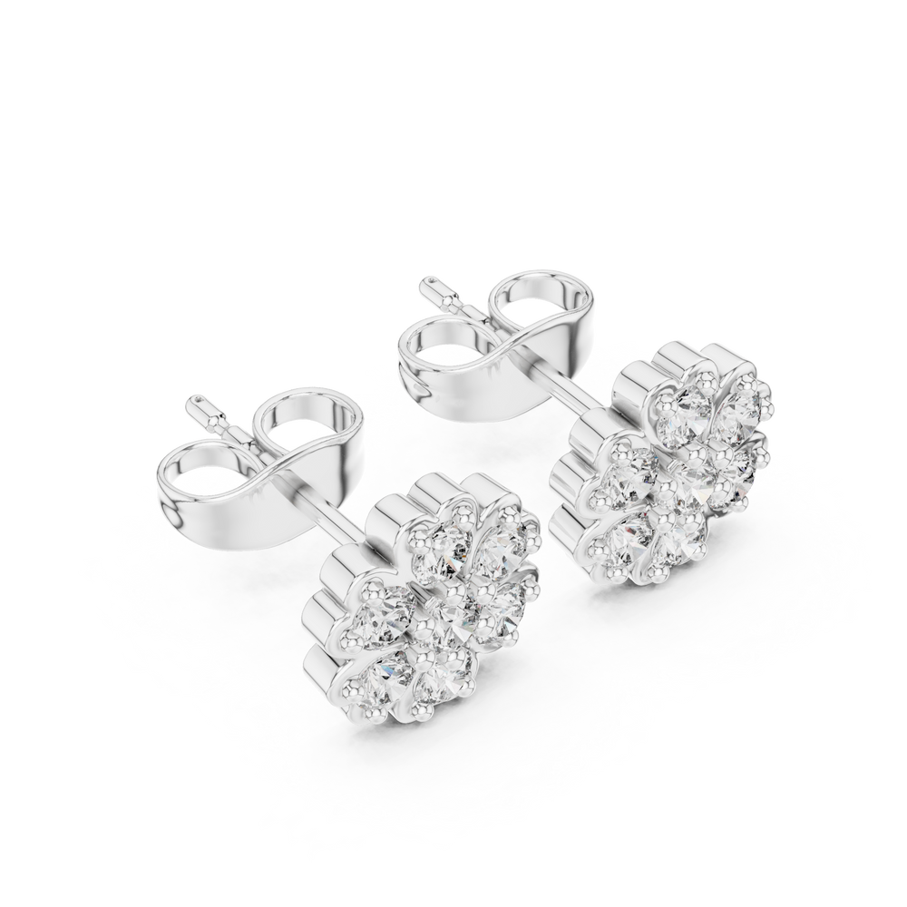 Snowflake cluster stud earrings with scalloped edge and sparkling stone detailing