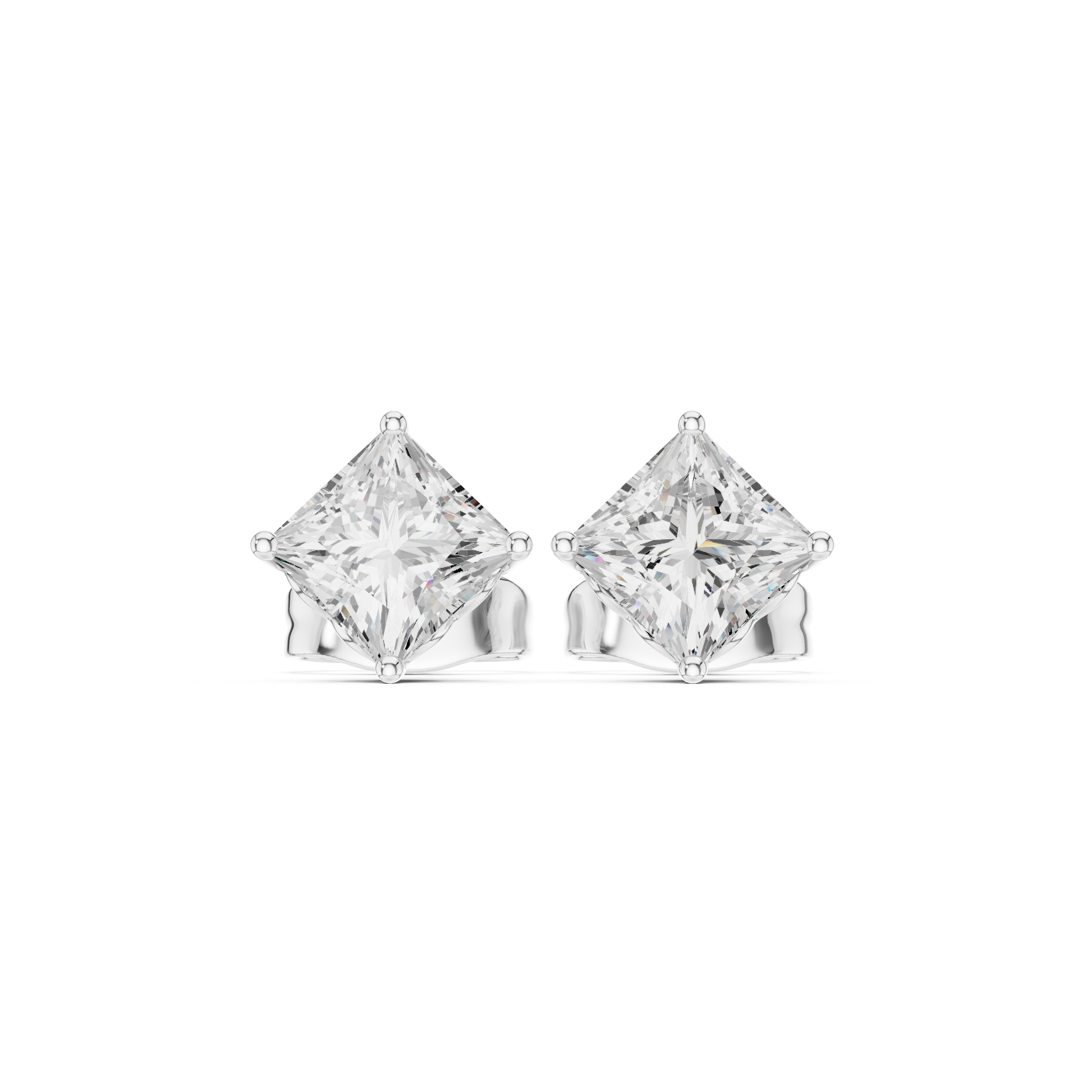 Elegant square solitaire stud earrings for women