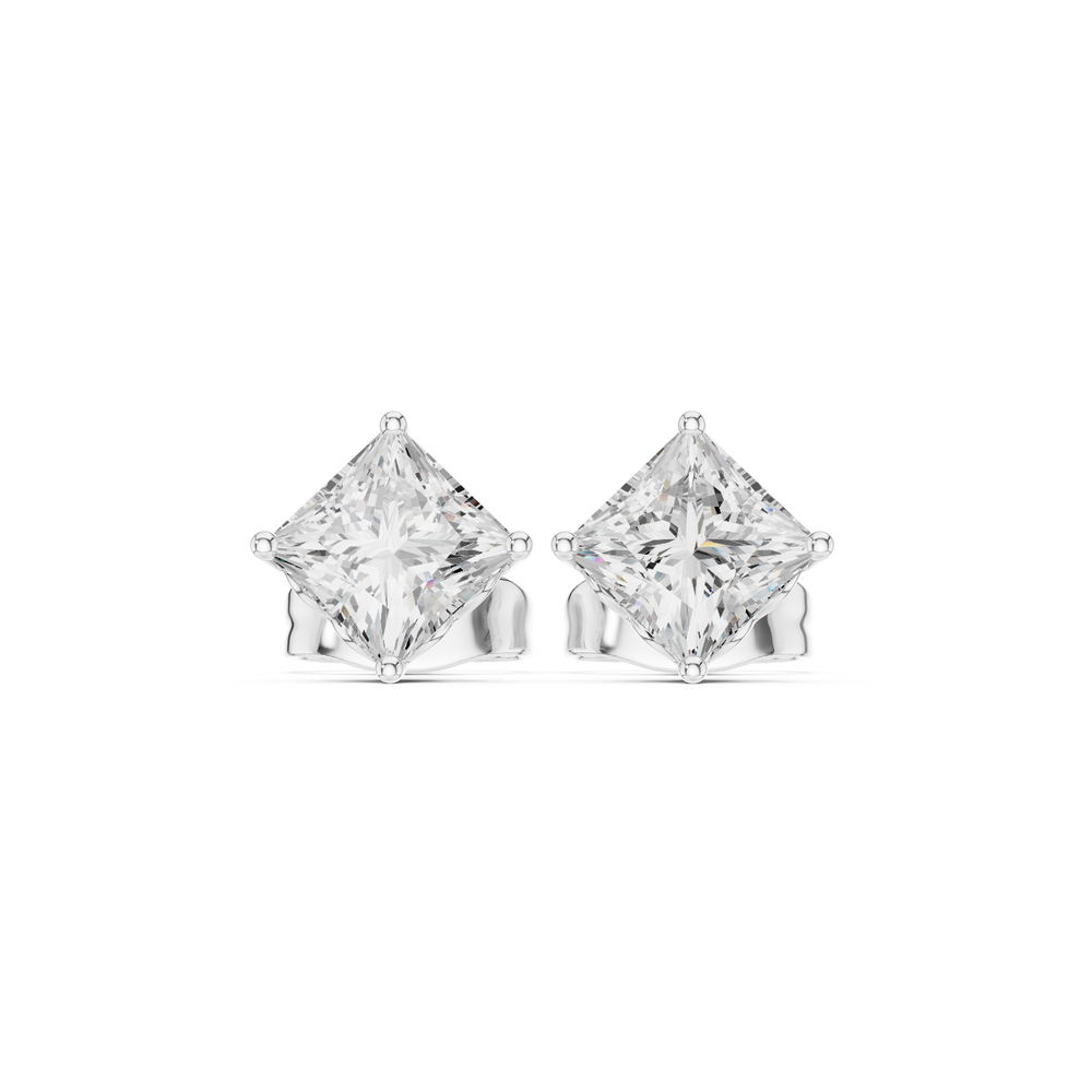 Elegant square solitaire stud earrings for women