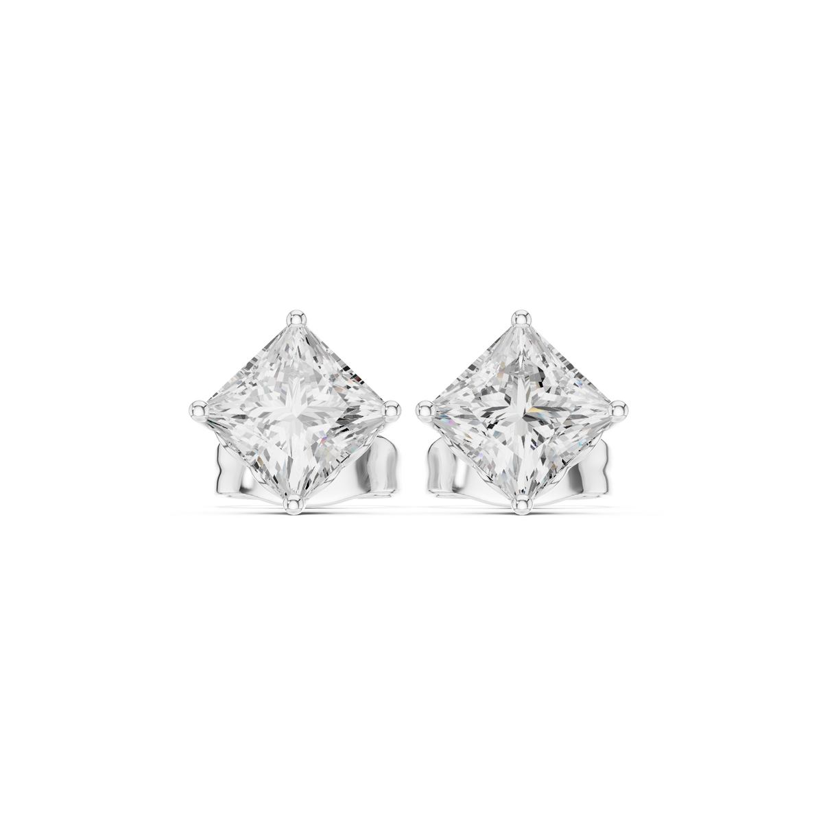 Elegant square solitaire stud earrings for women