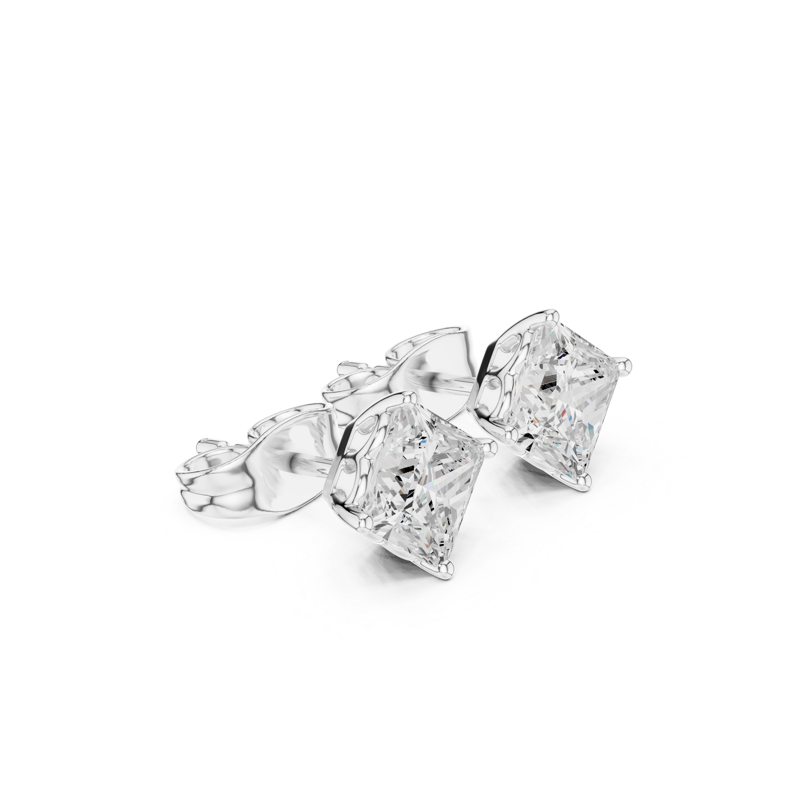 Elegant square solitaire stud earrings for women