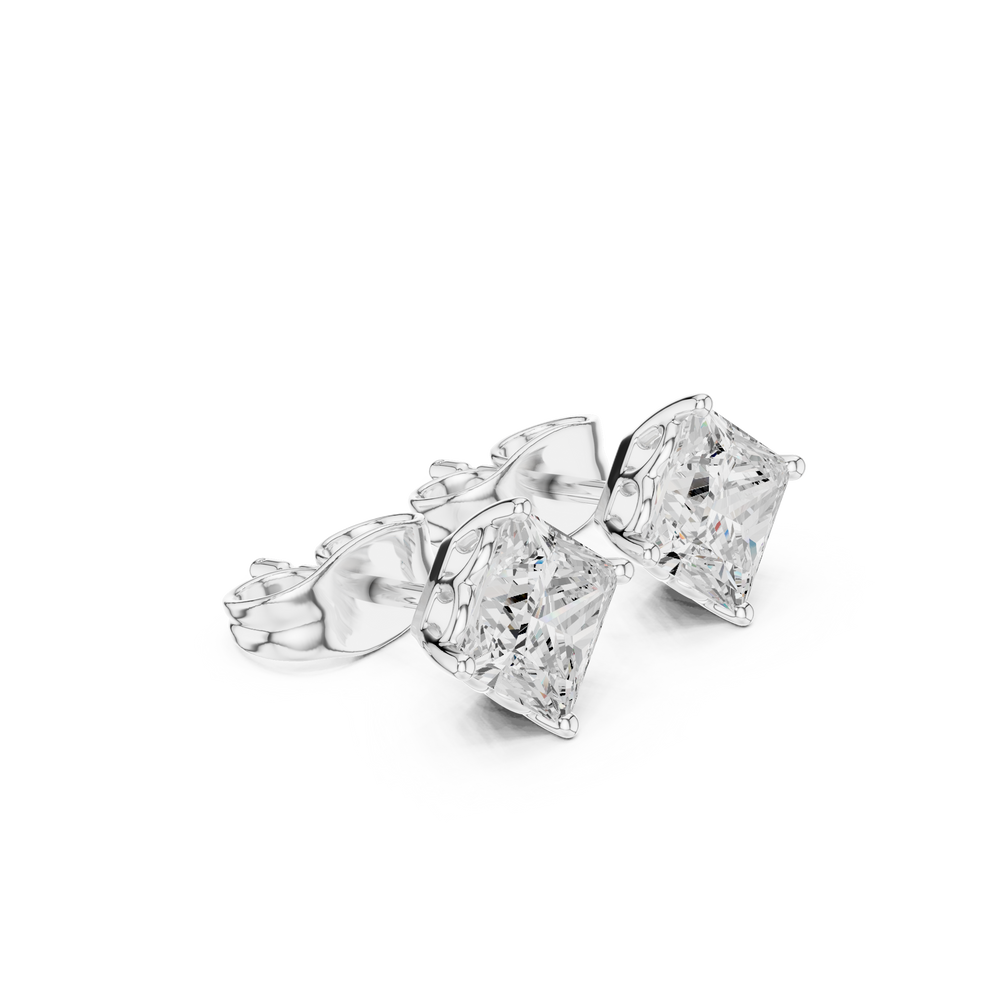 Elegant square solitaire stud earrings for women