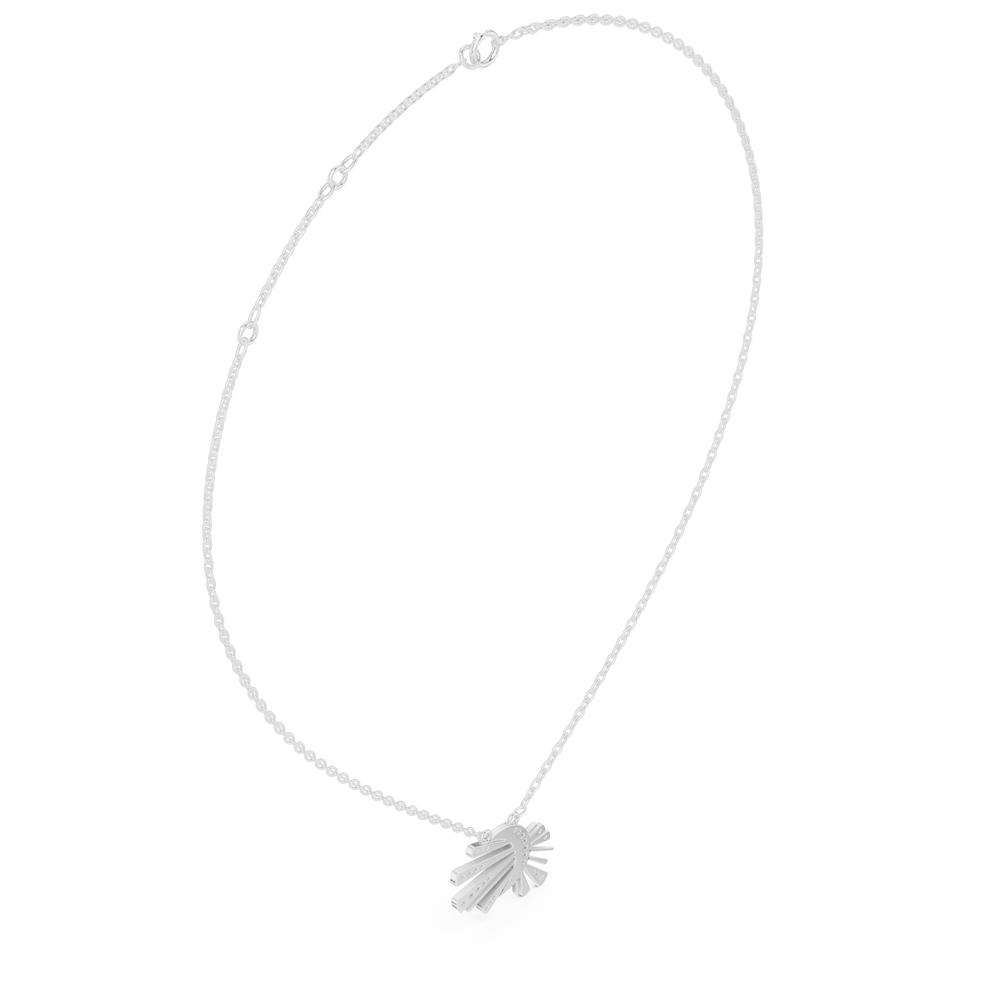Sunburst fan design diamond pendant necklace with ray pattern