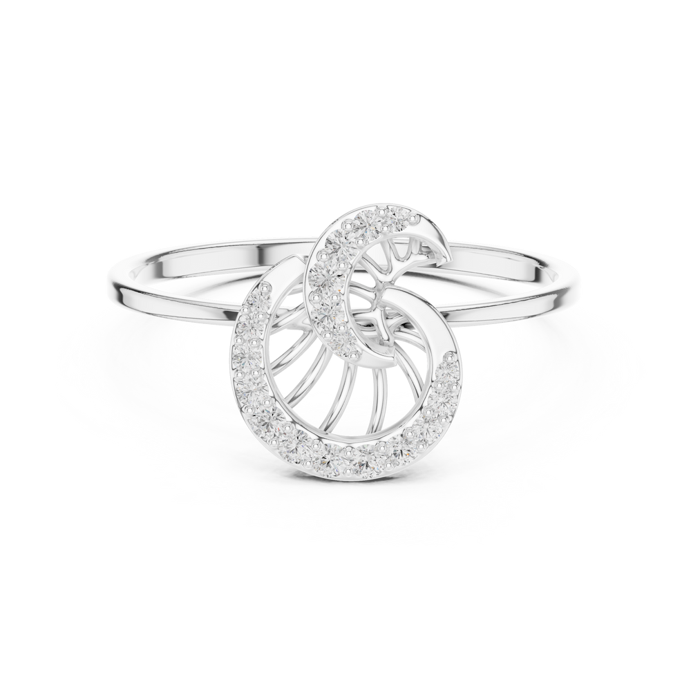 swirl spiral diamond ring with open filigree design