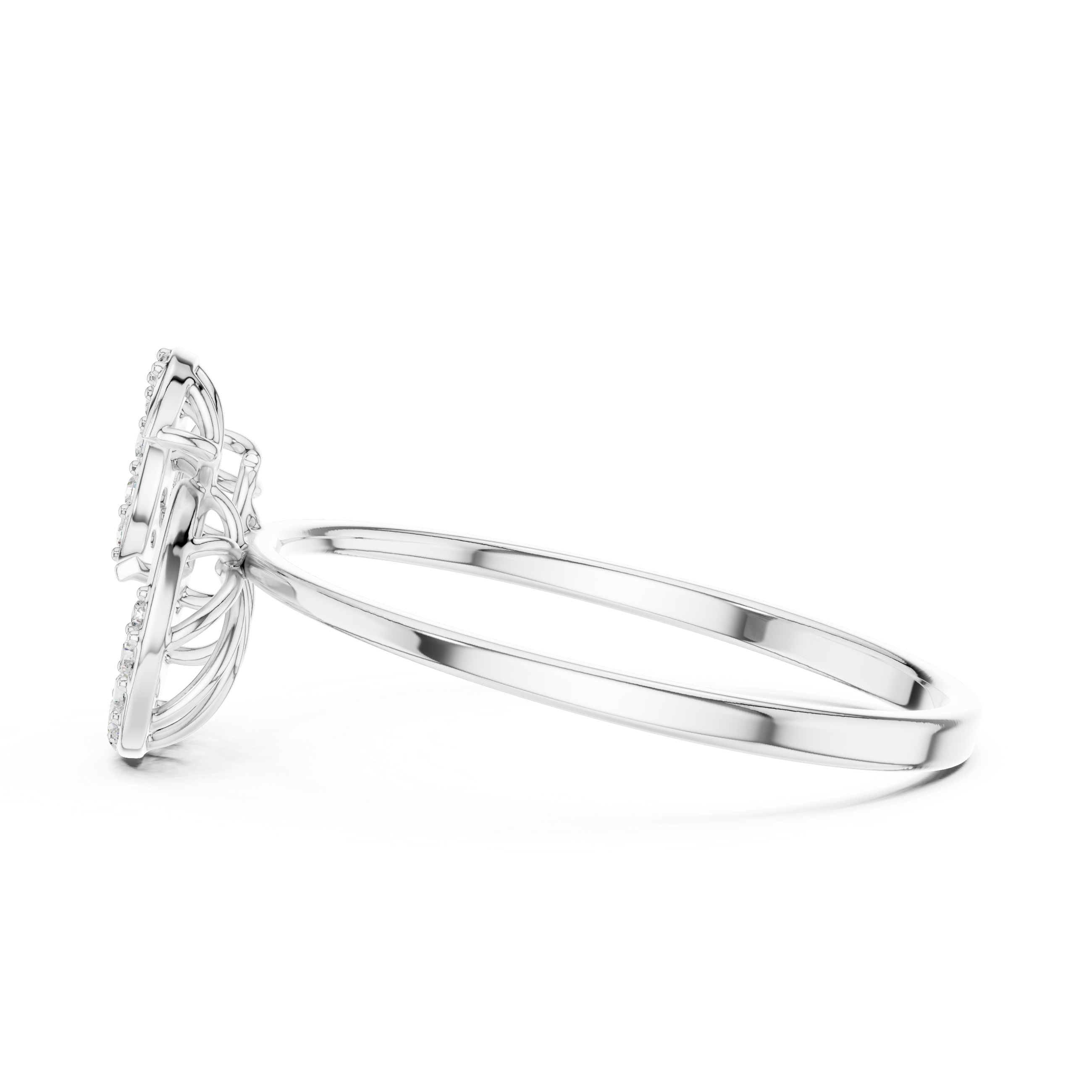 swirl spiral diamond ring with open filigree design