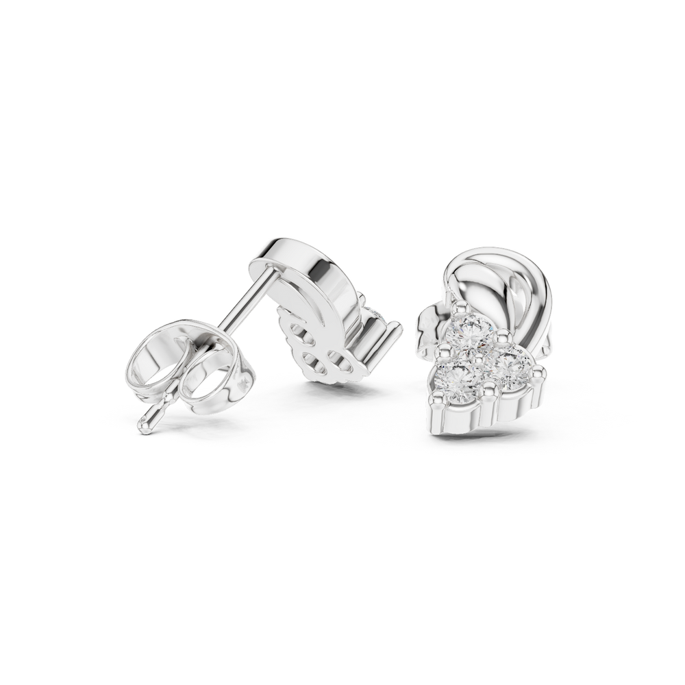 Three stone duo stud earrings with classic prong setting