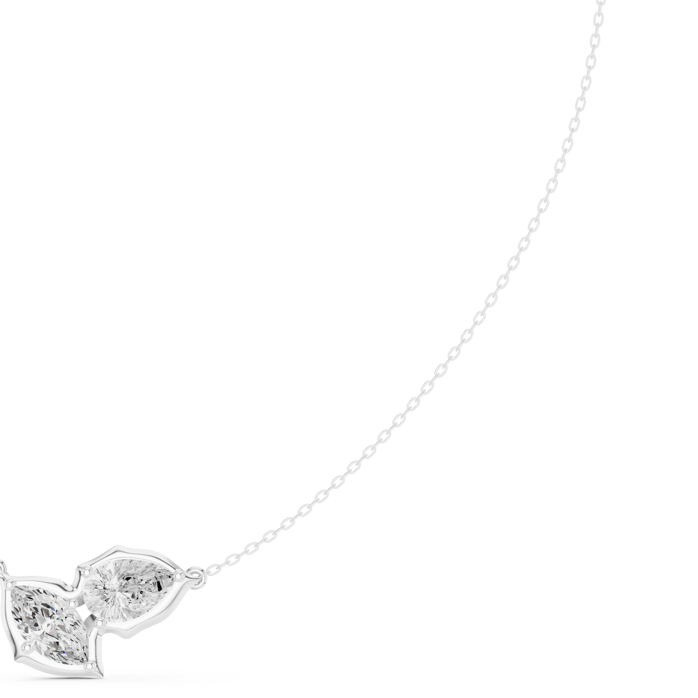 Toi et moi marquise and pear cut bezel set diamond necklace