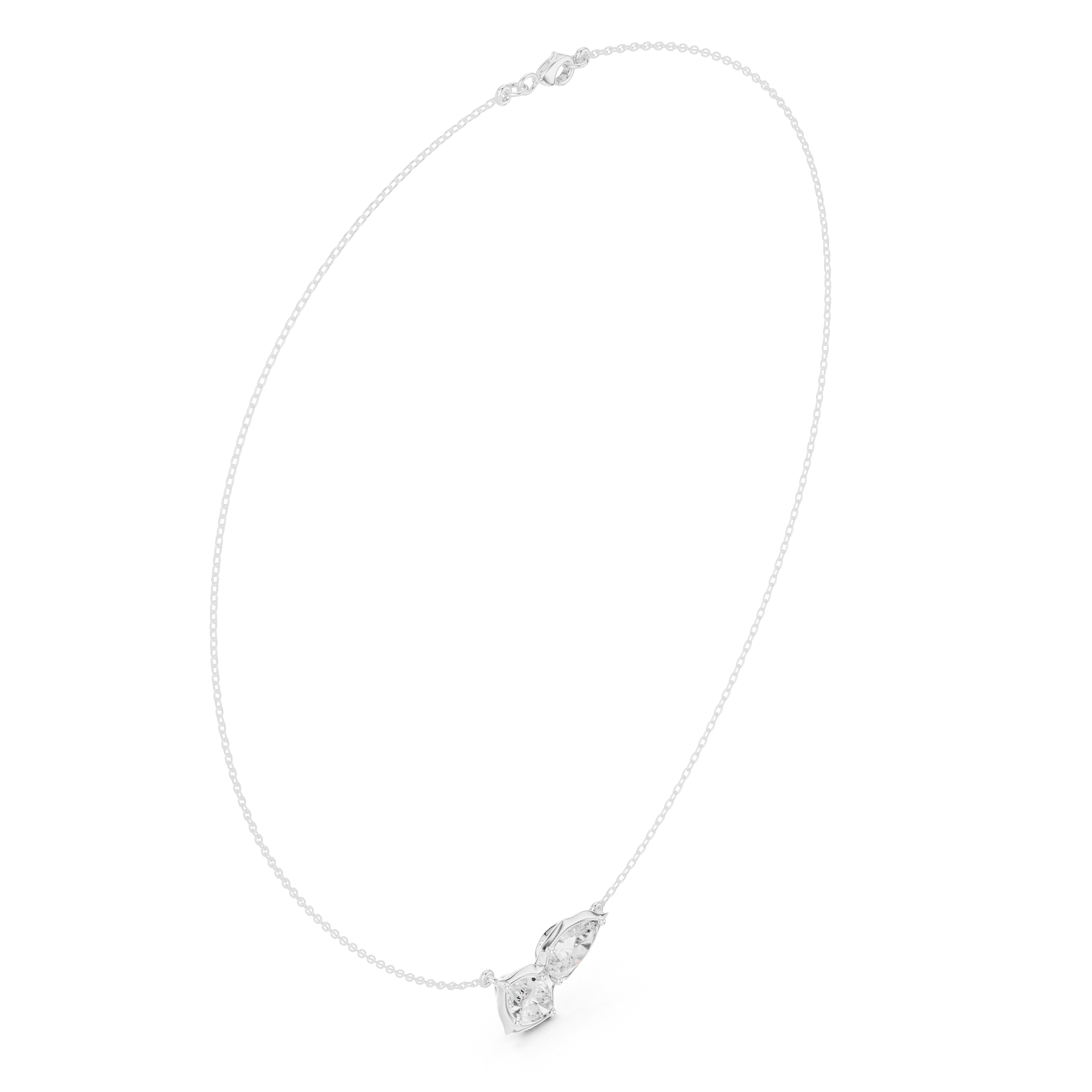 Toi et moi marquise and pear cut bezel set diamond necklace