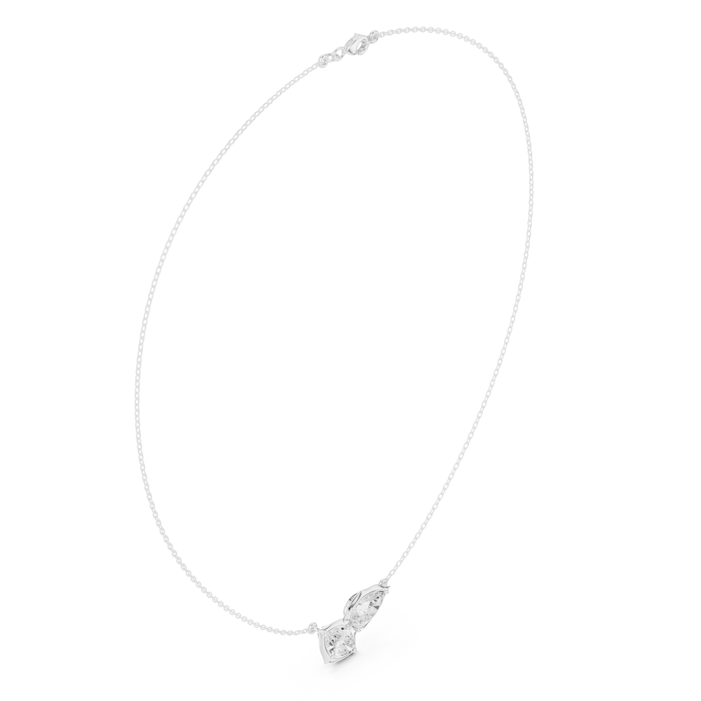 Toi et moi marquise and pear cut bezel set diamond necklace