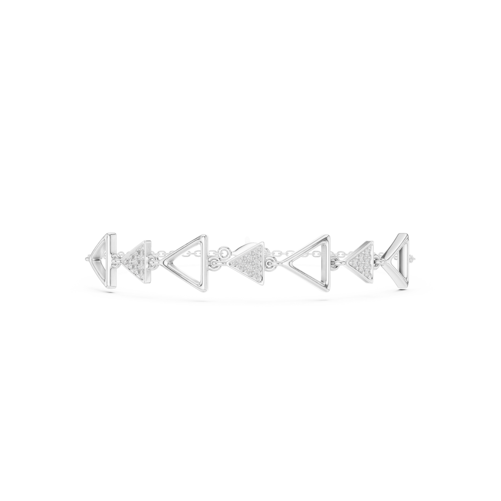 Triangle geometric chain bracelet with open and studded triangle motif detailing