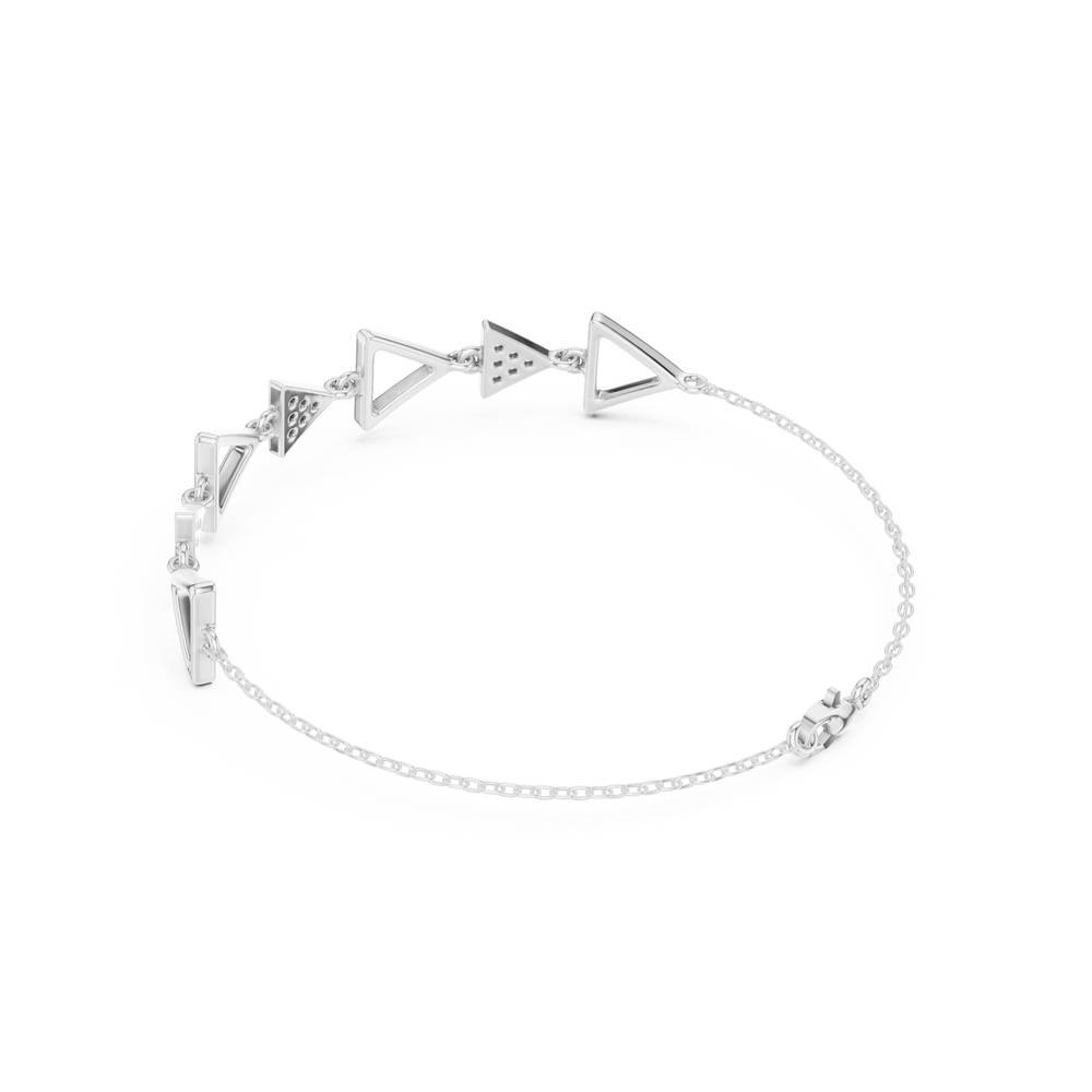 Triangle geometric chain bracelet with open and studded triangle motif detailing