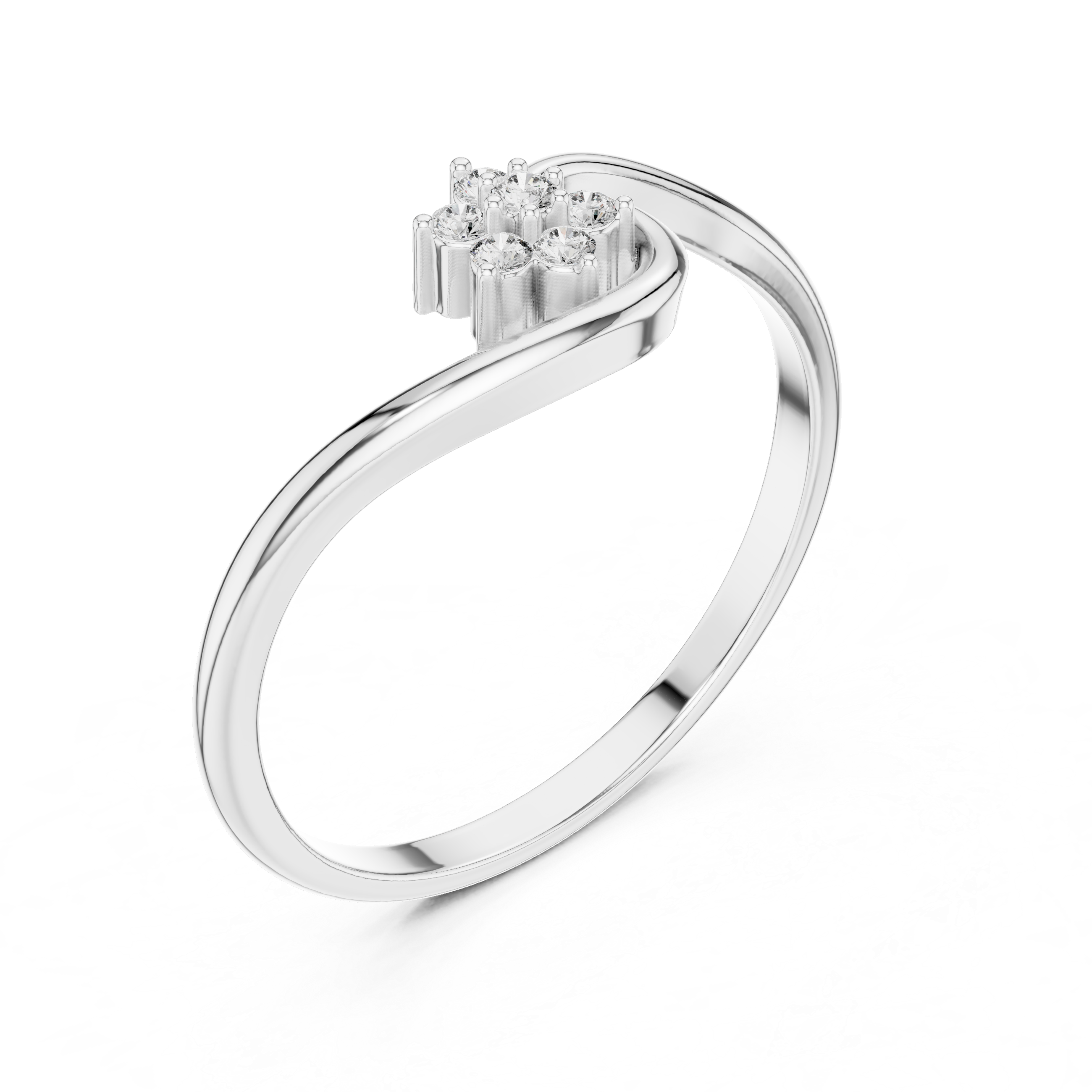 Twisted bypass band cluster diamond ring